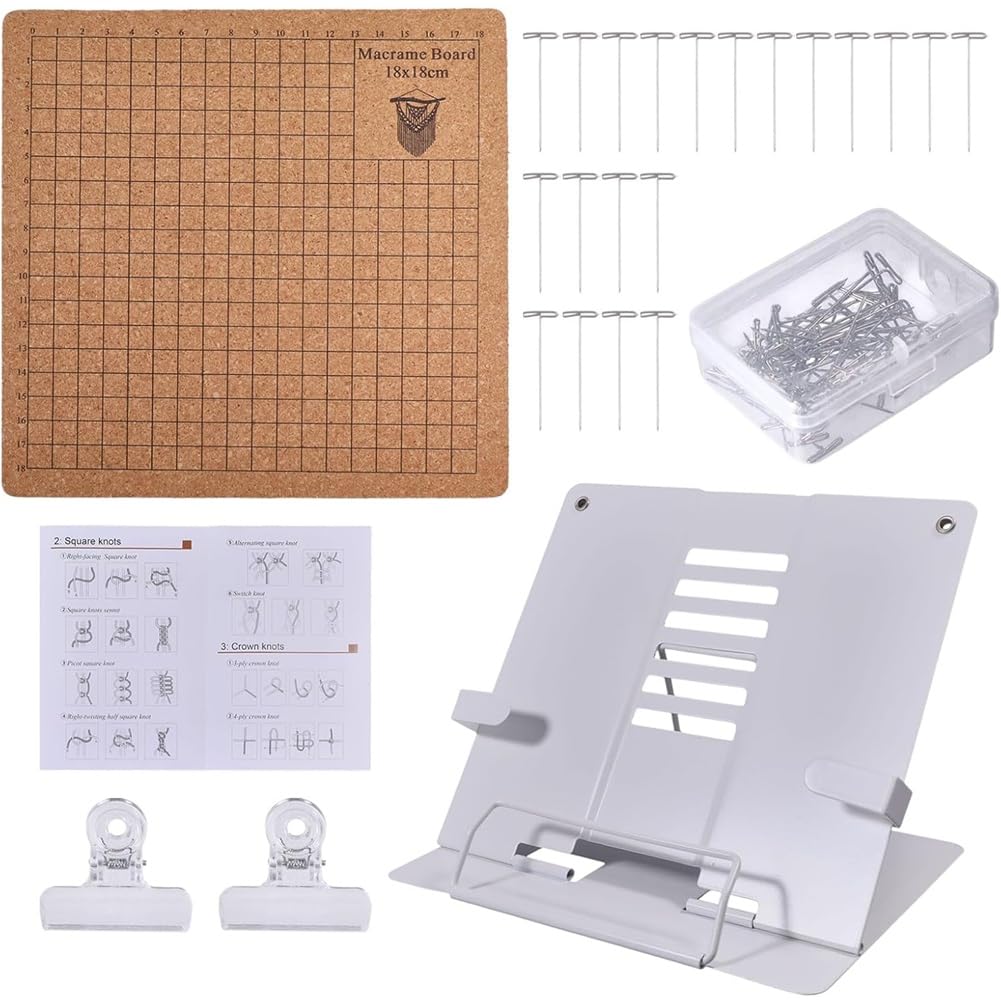 IJSDNVJNDX Supply for Braiding Cording Bracelet Compatible 8 X 8 Macrame Board, 50pcs Pins and Adjustable Stand Weave Tool Kit