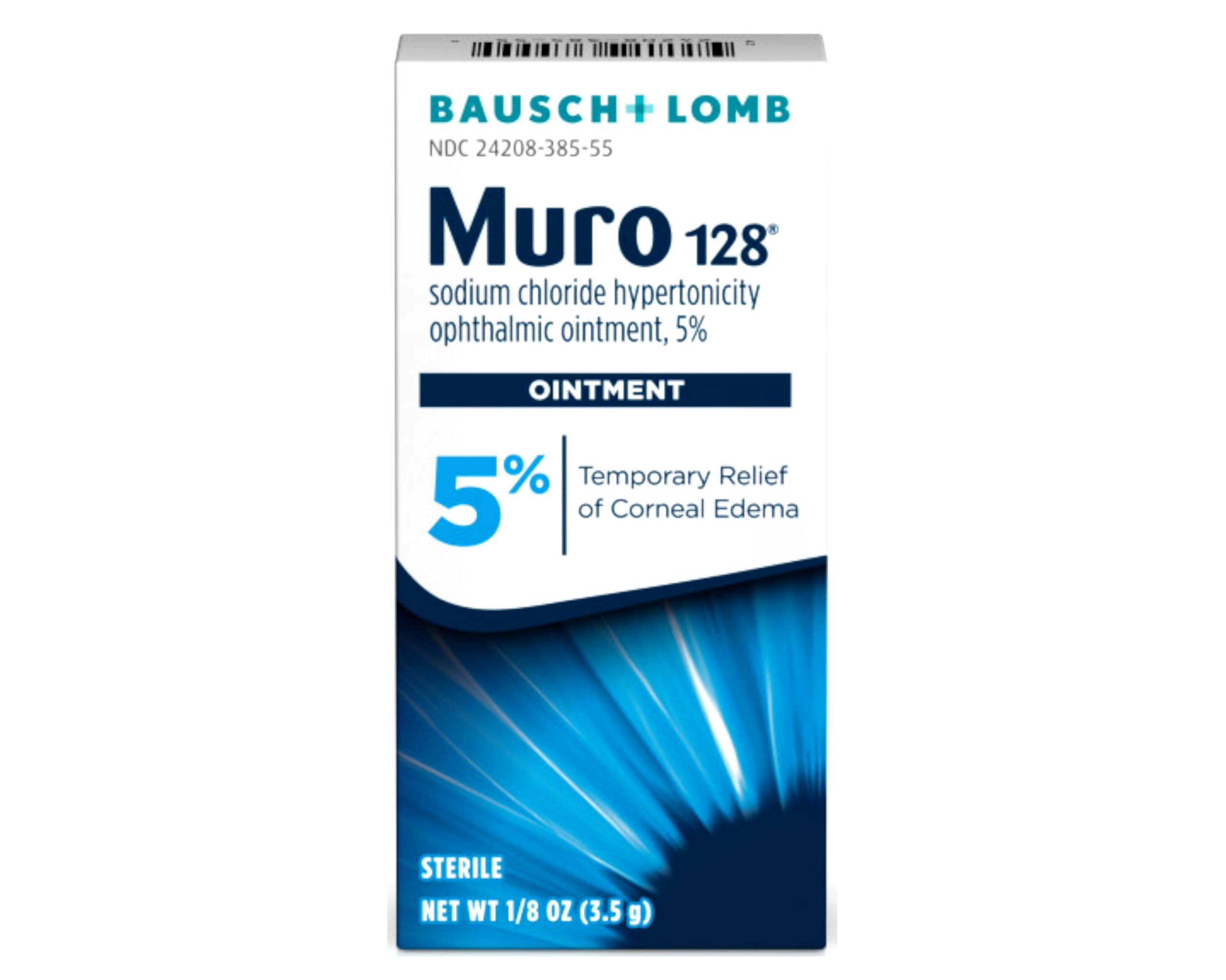 Muro 128 Ointment, Temporary Relief of Corneal Edema, Eye Care, Sodium Chloride Hypertonicity Ophthalmic 5% Ointment , 0.12 Oz