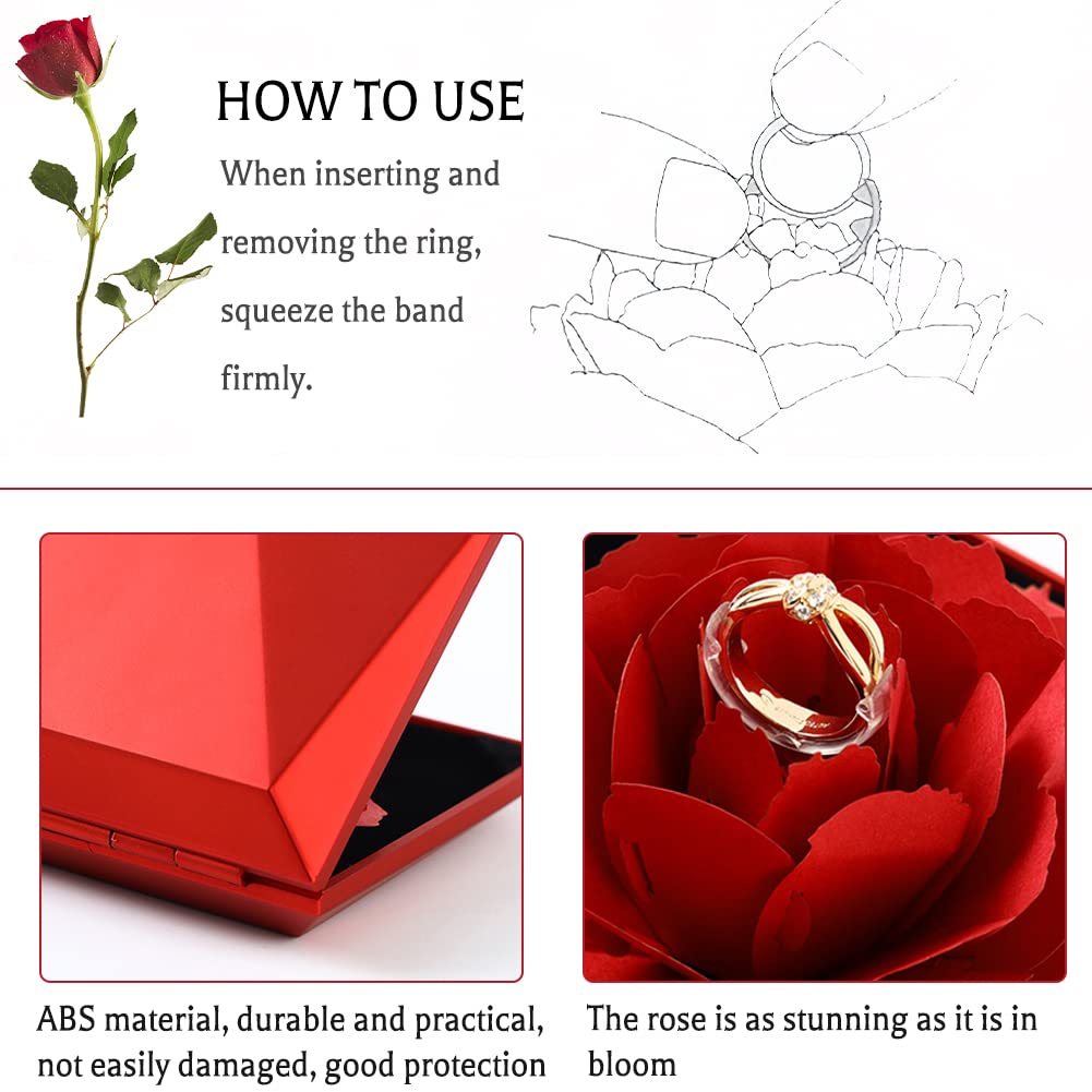 Scatola per Anelli a Forma di Cuore, Squisita Scatola Portagioie per Esposizione con Luce a LED, Vetrina per Gioielli per Proposta di Fidanzamento, Anniversario di Matrimonio, San Valentino(Rosso