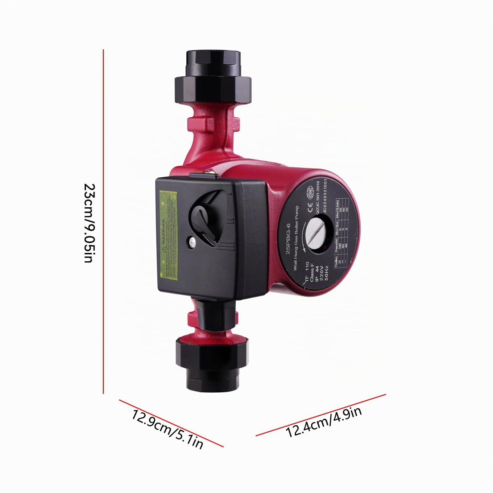Pompa di circolazione per riscaldamento, RS25-6/180, pompa di riscaldamento con 3 livelli di potenza (46/85/100W), circolazione per acqua calda, pressione a 3 stadi (3/5/6m),piscina