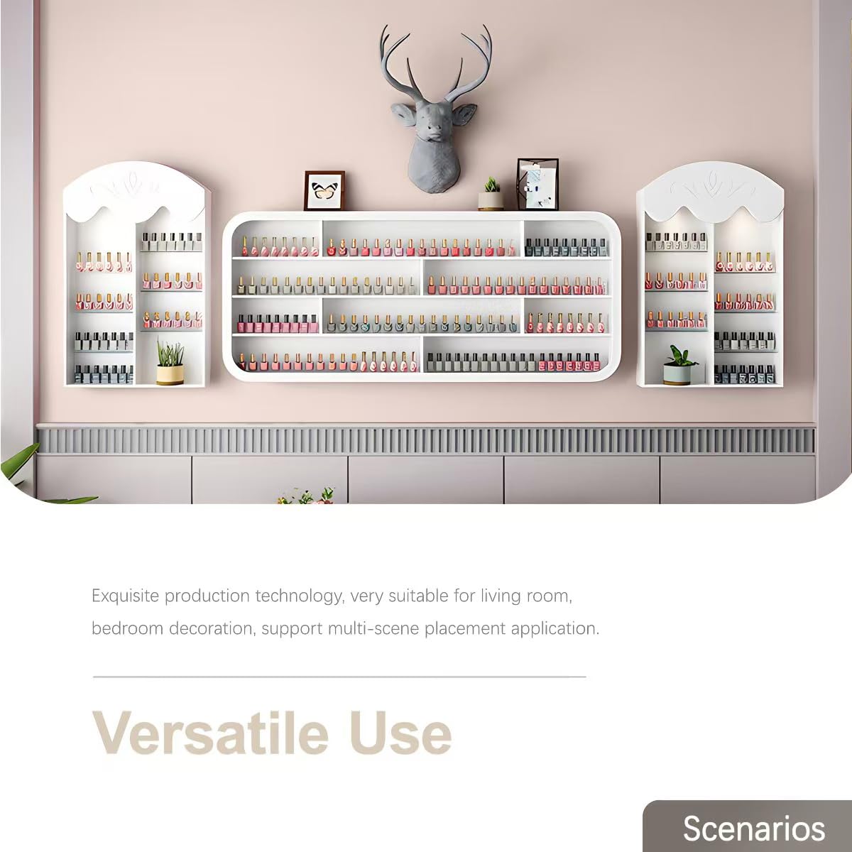Estante de Pared para esmaltes de uñas: Estante de Madera para esmaltes de uñas, Estante Expositor de cosméticos de 1 Metro, Organizador Multifuncional para esmaltes de uñas, Productos de be