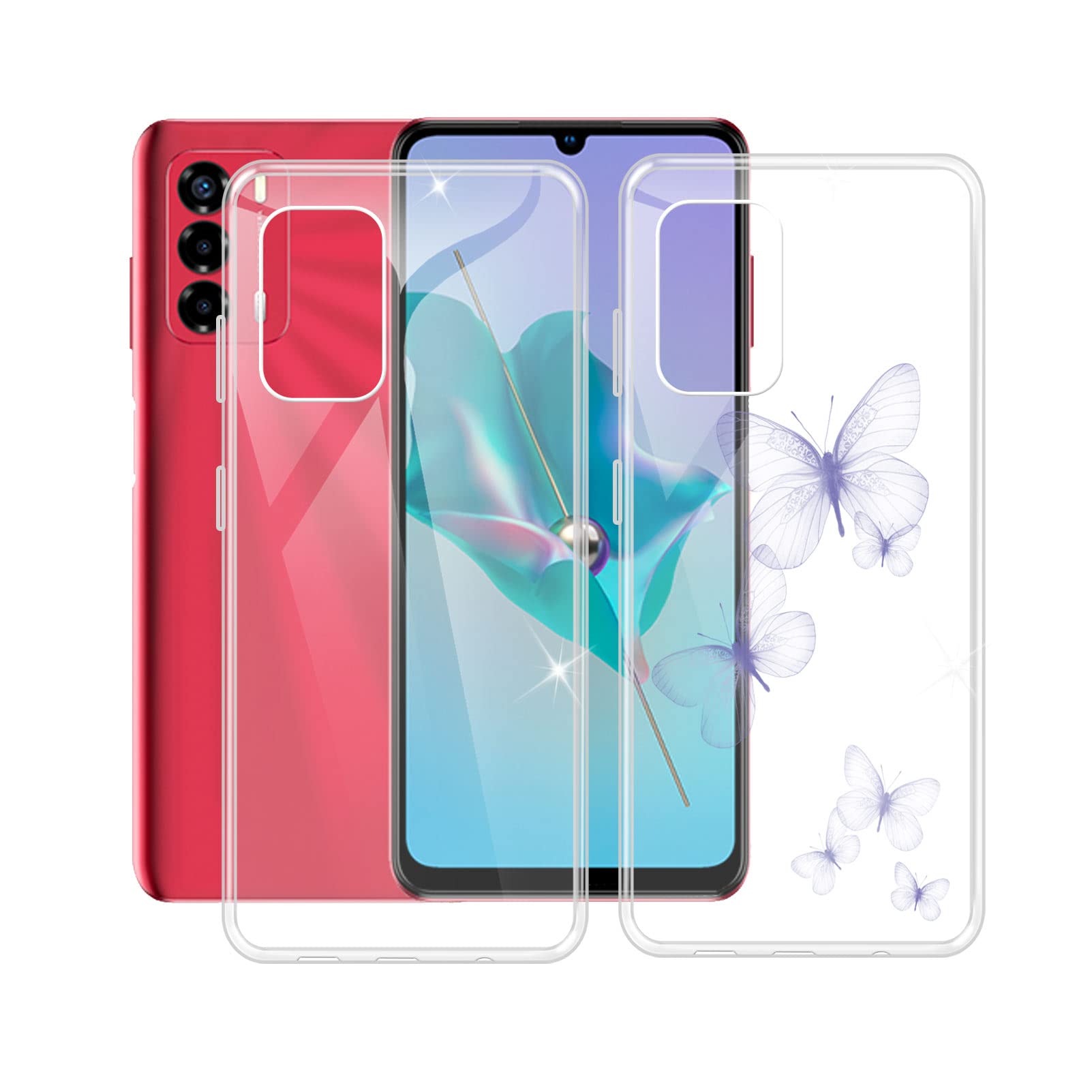 ZXFHN Custodia per ZTE Blade A72(6.75),Ultra Sottile Silicone Cover morbido telefono in TPU resistente ai graffi e confortevole Custodie-Due pezzi- Trasparente+WM106