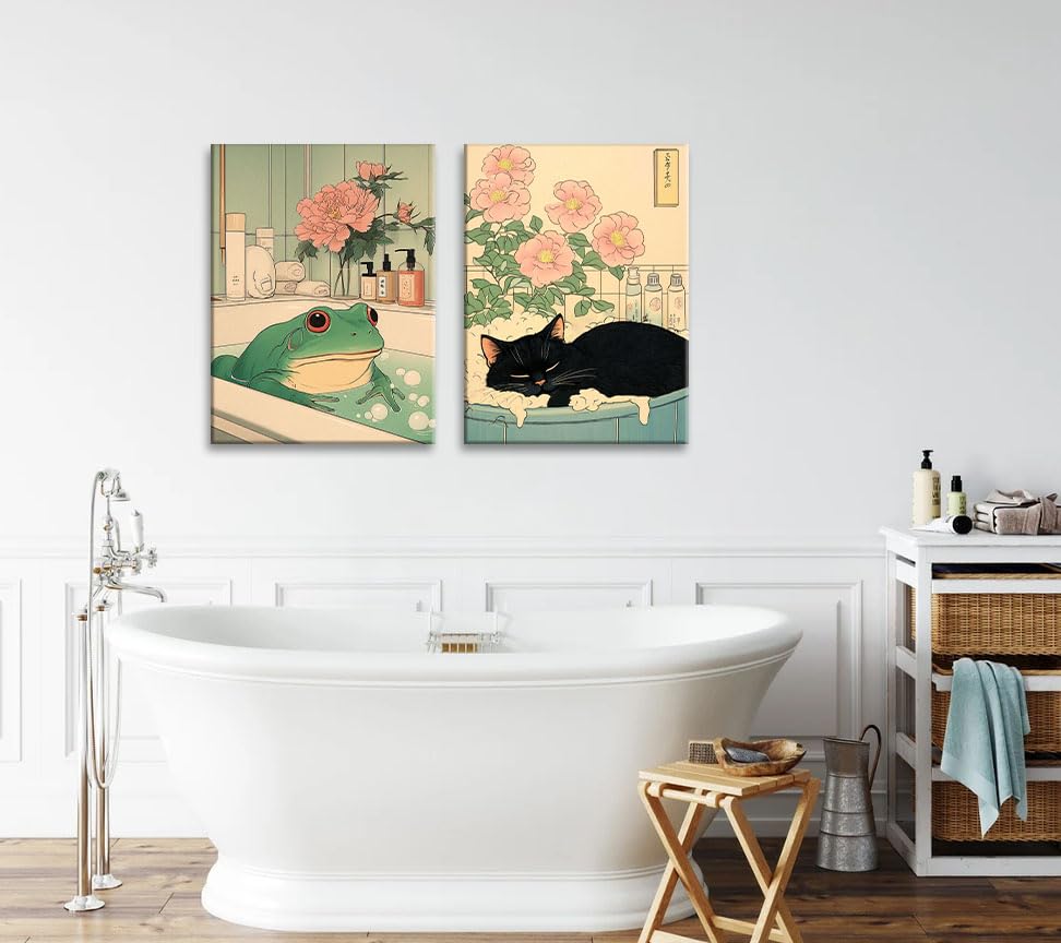 Image of Frimeeme Japanese Bathroom Wall Art 12x16 Inch