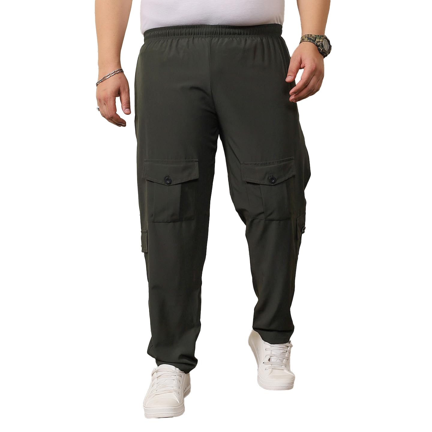 Plus Size Men's Regular Fit Solid Trackpants-image-28
