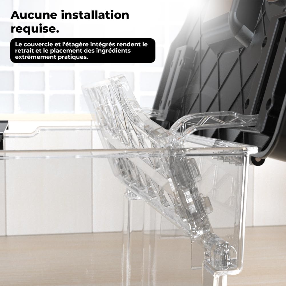 Récipient Sous Vide avec Couvercle Récipient Sous Vide avec Support 11L pour Cuiseur Sous Vide Plusieurs Marques Adaptées Multifonctionnel Double Porte Clair sans BPA