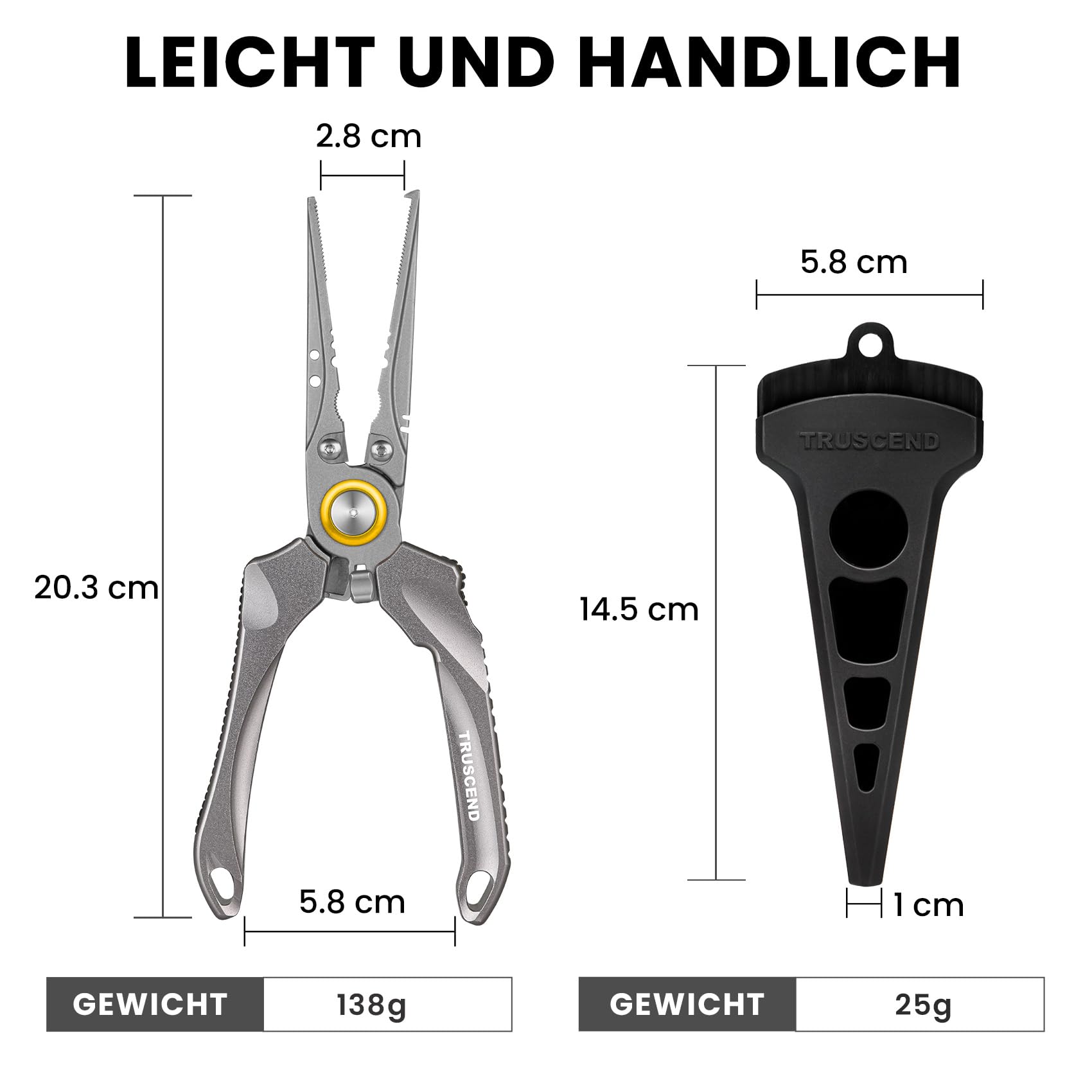 TRUSCEND Angelzange, Haken Lösezange, Hakenlöser Angelzubehör Multifunktionale Angeln Zangen Linie Cutter Angelschere, Aluminium/Edelstahl Angelzange Salzwasser, Angeln Geschenke für Männer