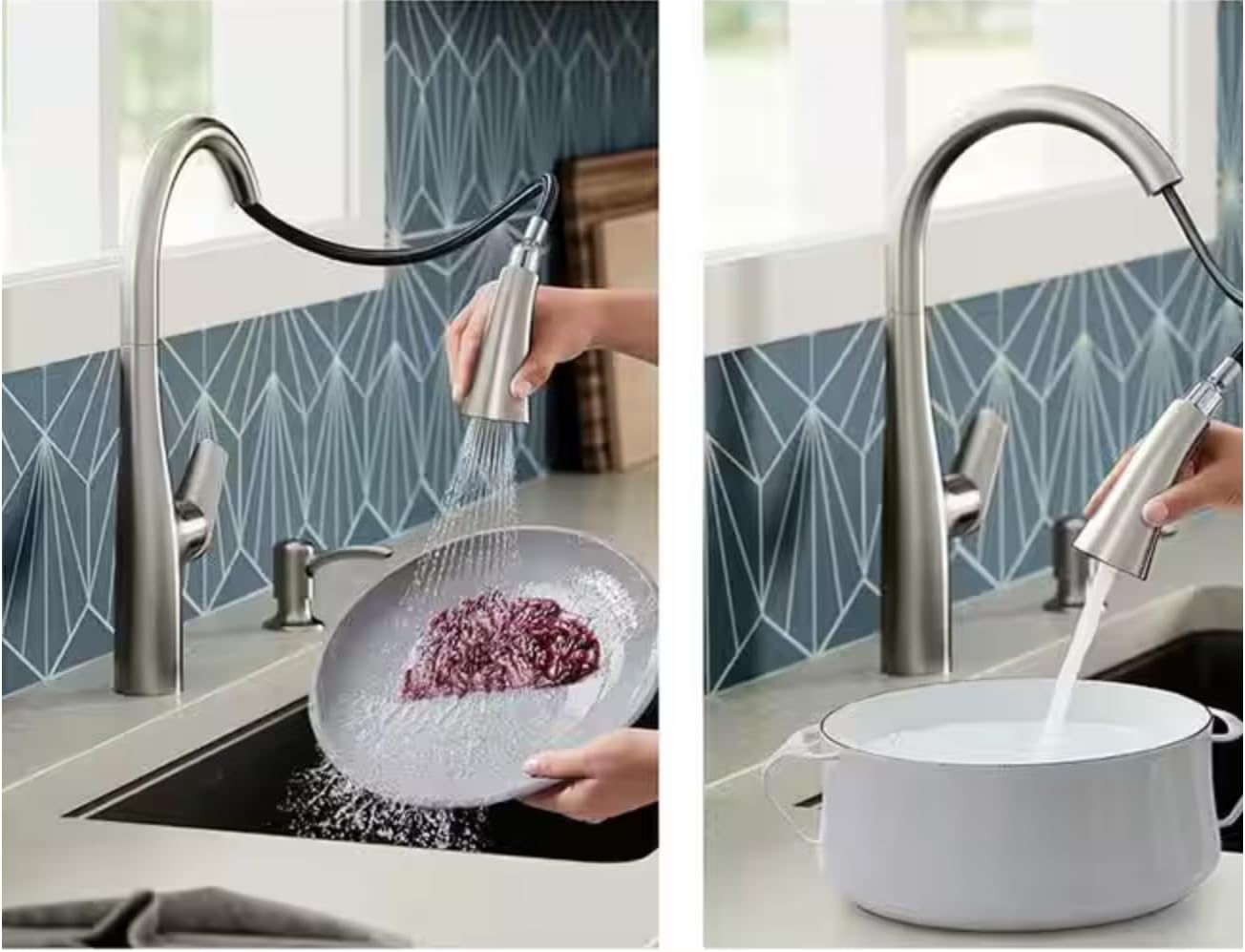 Easmor Single-Handle Pull Down Sprayer Kitchen Faucet in Vibrant Stainless