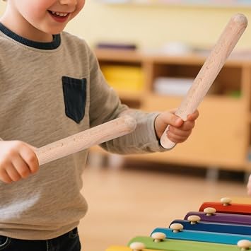 12 Pair 8 Inch Classical Rhythm Wood Claves, Wooden Music Percussion Sticks for Beginner