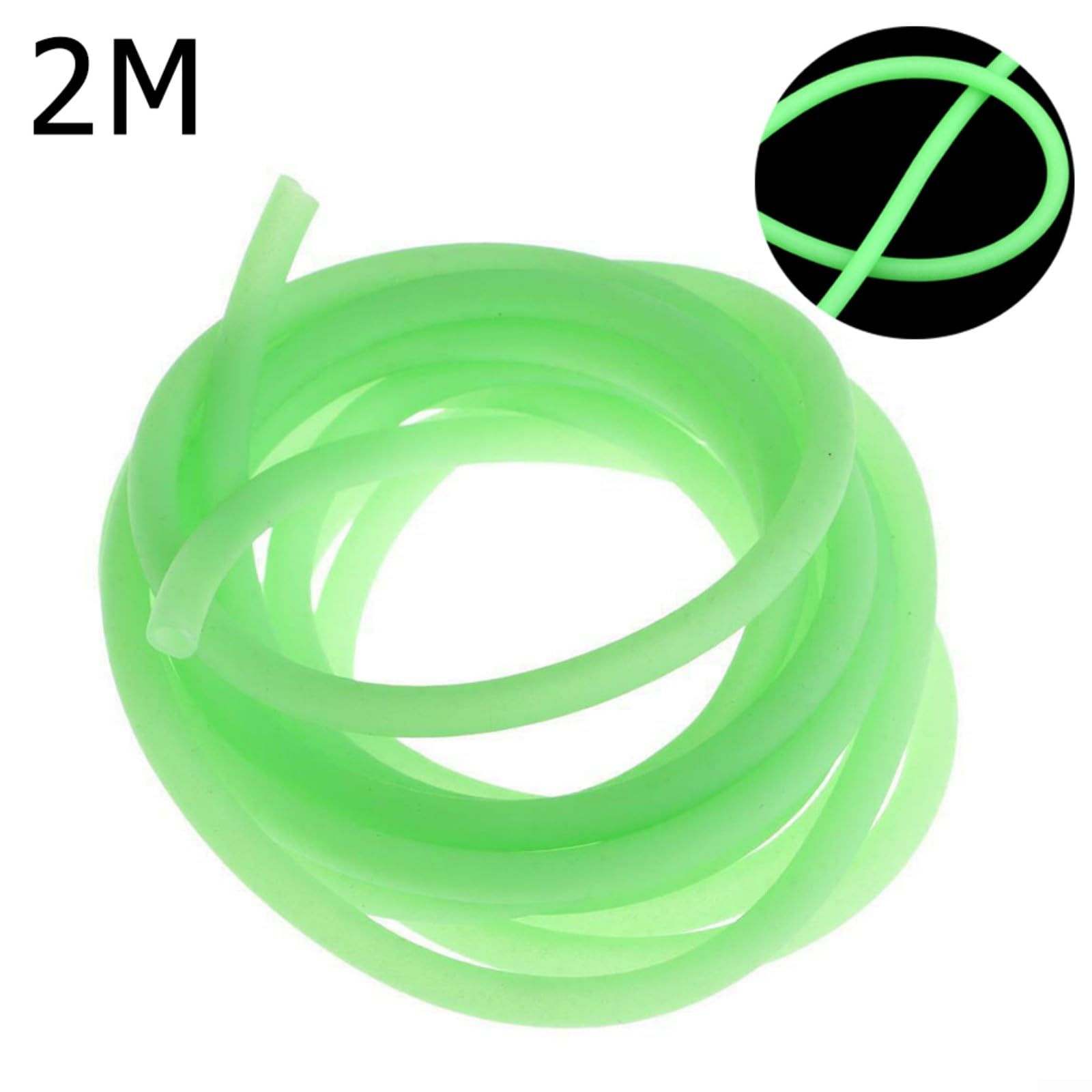 2M Pesca Anti Entangle Mangas Tubo Luminoso Aparejo Línea de Pesca Manga Terminal Tackle Tubo de Silicona Verde 2Mm ID 3Mm OD