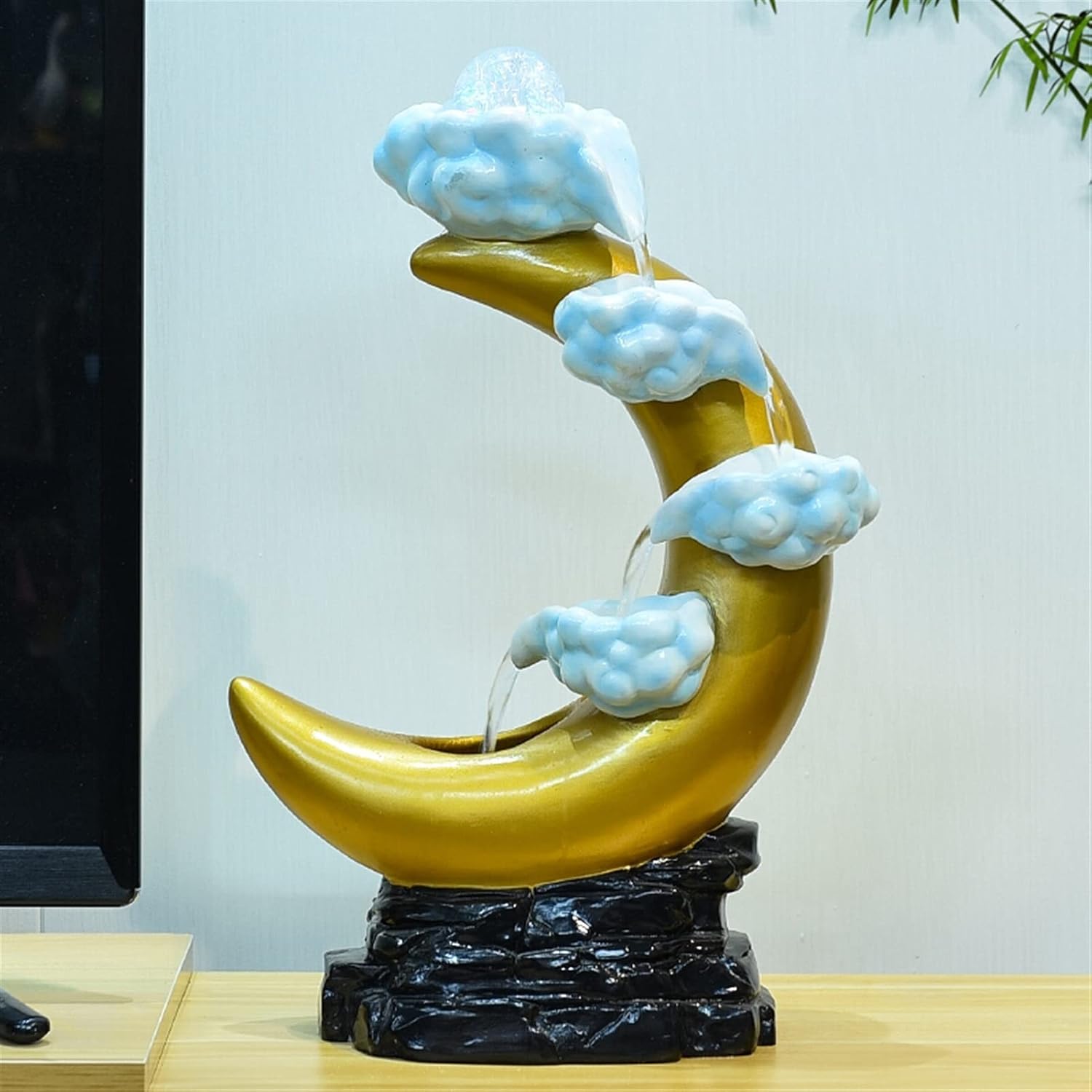Tabletop Fountain Desktop Water Fountain Landscape 17.7 Inch Tall Tiered Tabletop Fountain Zen Meditation Fountain Crafts Table Decoration for Home/Office Desktop Fountain