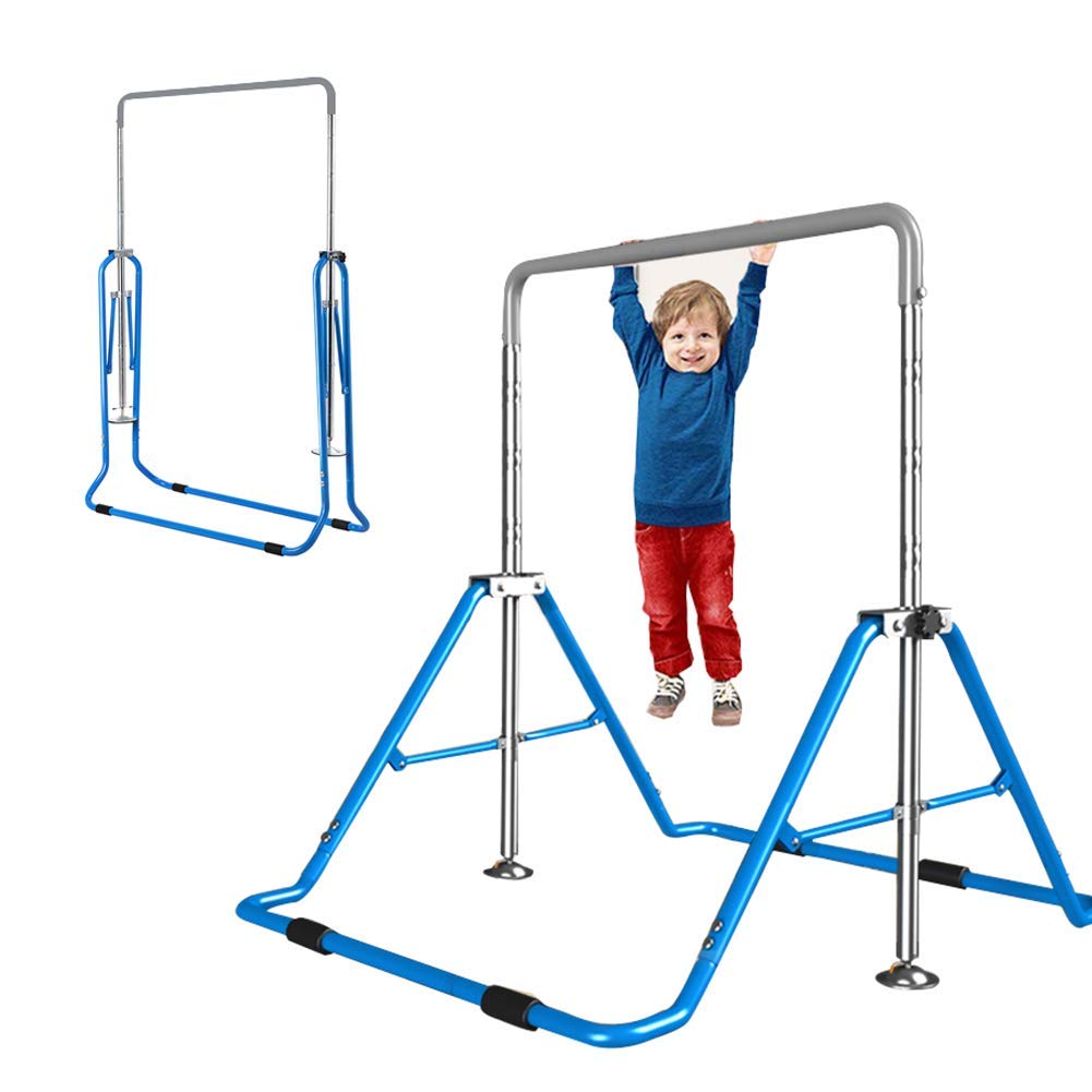 YLCJStoge Folding legs for gymnastics, Height adjustable home fitness equipment in metallic material, Indoor pull-up for children, Blue