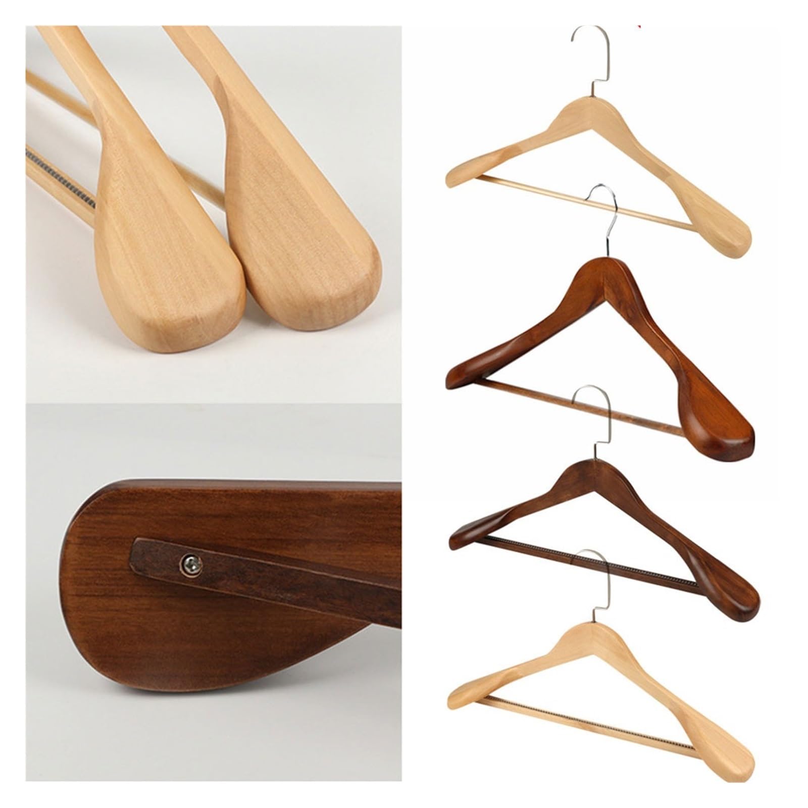 Kleiderbügel aus Holz, breite Schulter, langlebig, Massivholz, für Zuhause und Hotel, 5 Stück