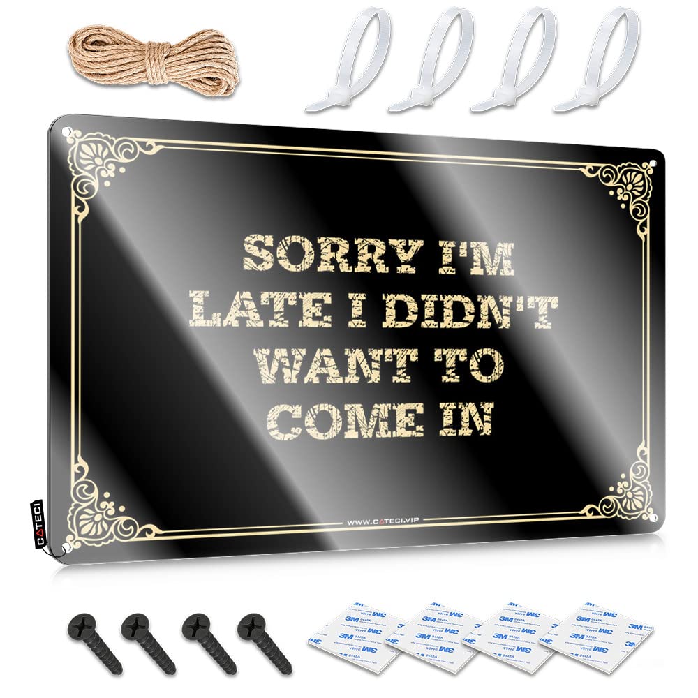 Sorry I'm Late I Didn't Want To Come In Tin Metal Decor Door Decorative | Rustic Gift For Him Hanging Art For Workshop Living Room(20X30CM)