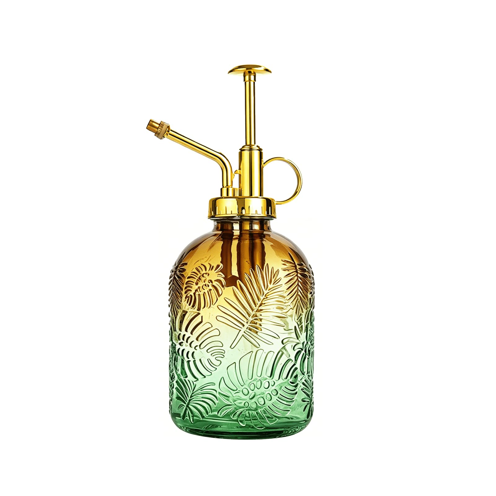 360ML Glass Plant Mister, Watering Spray Bottle with Top Pump, Watering Can Retro High-Atomization Nozzle Sealed Leak-Proof, for Garden Plants Flower (Green)