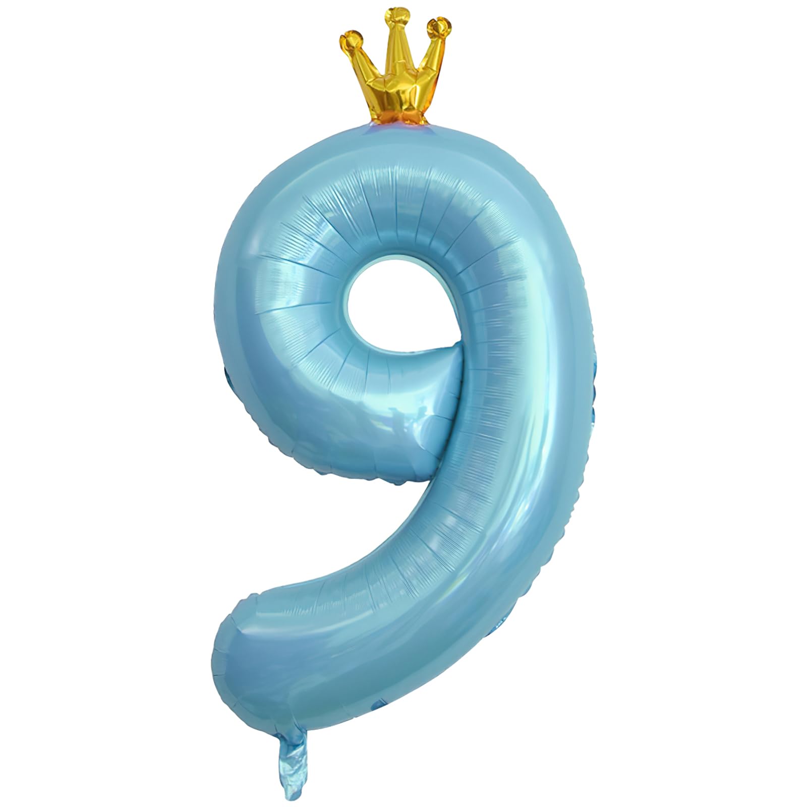 ASTARON 40 Inch Number 9 Balloon With Crown for 9th Birthday Party Decorations, Blue Anniversary Decor