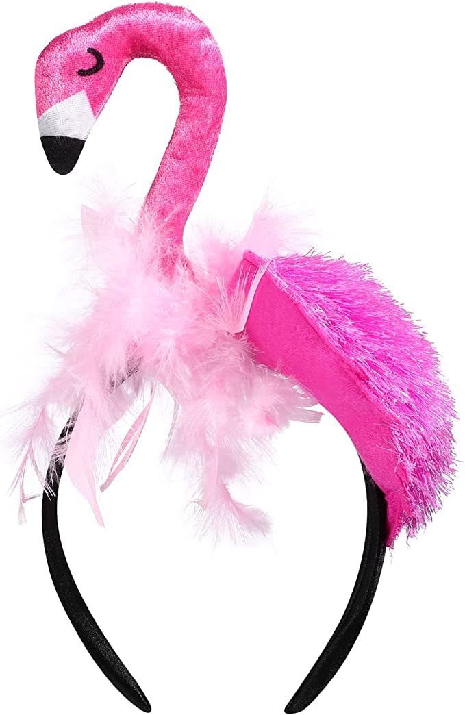 Mikily's Flamingo Headband for Women, Pink Feather Flamingo Costume Party Hat for Adults