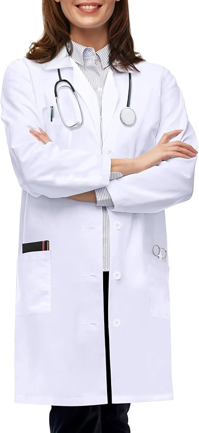 NY Threads Professional Lab Coat for Women, Long Sleeve Medical Coat