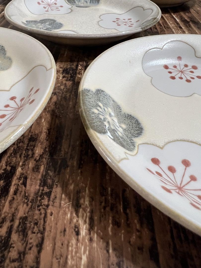 Amazon.co.jp: 梅柄プレート16cmアイボリー5枚 和食器 美濃焼 オシャレ