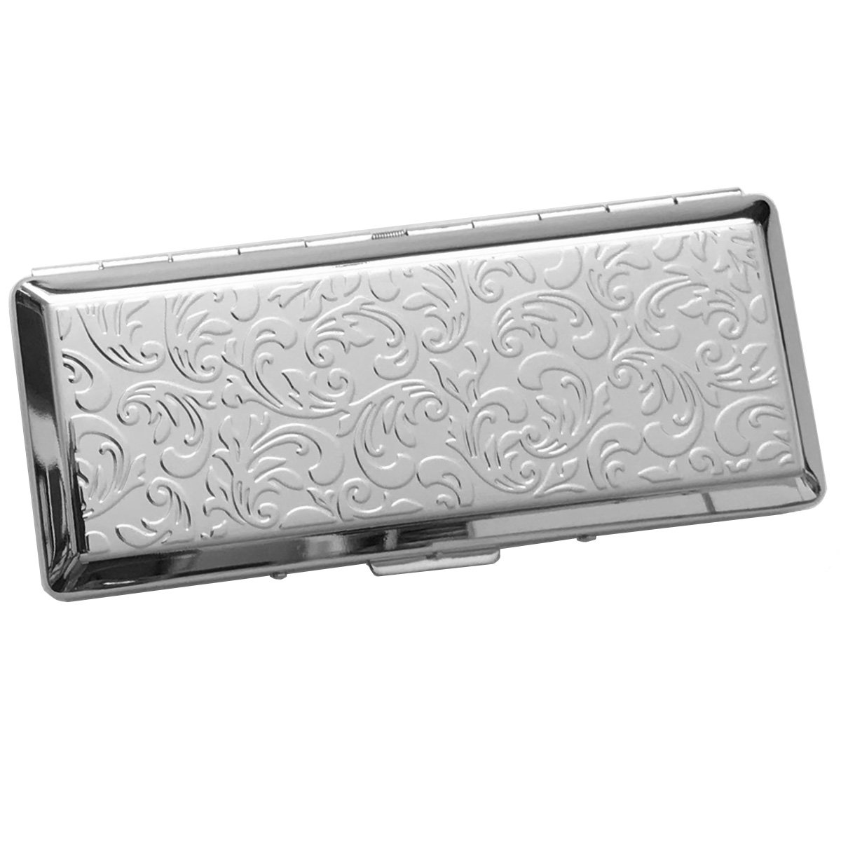 Papierośnica etui na papierosy, filigranowe, dwustronne, 4,6 x 10,8 cm, posrebrzane srebro, dla kobiet i mężczyzn