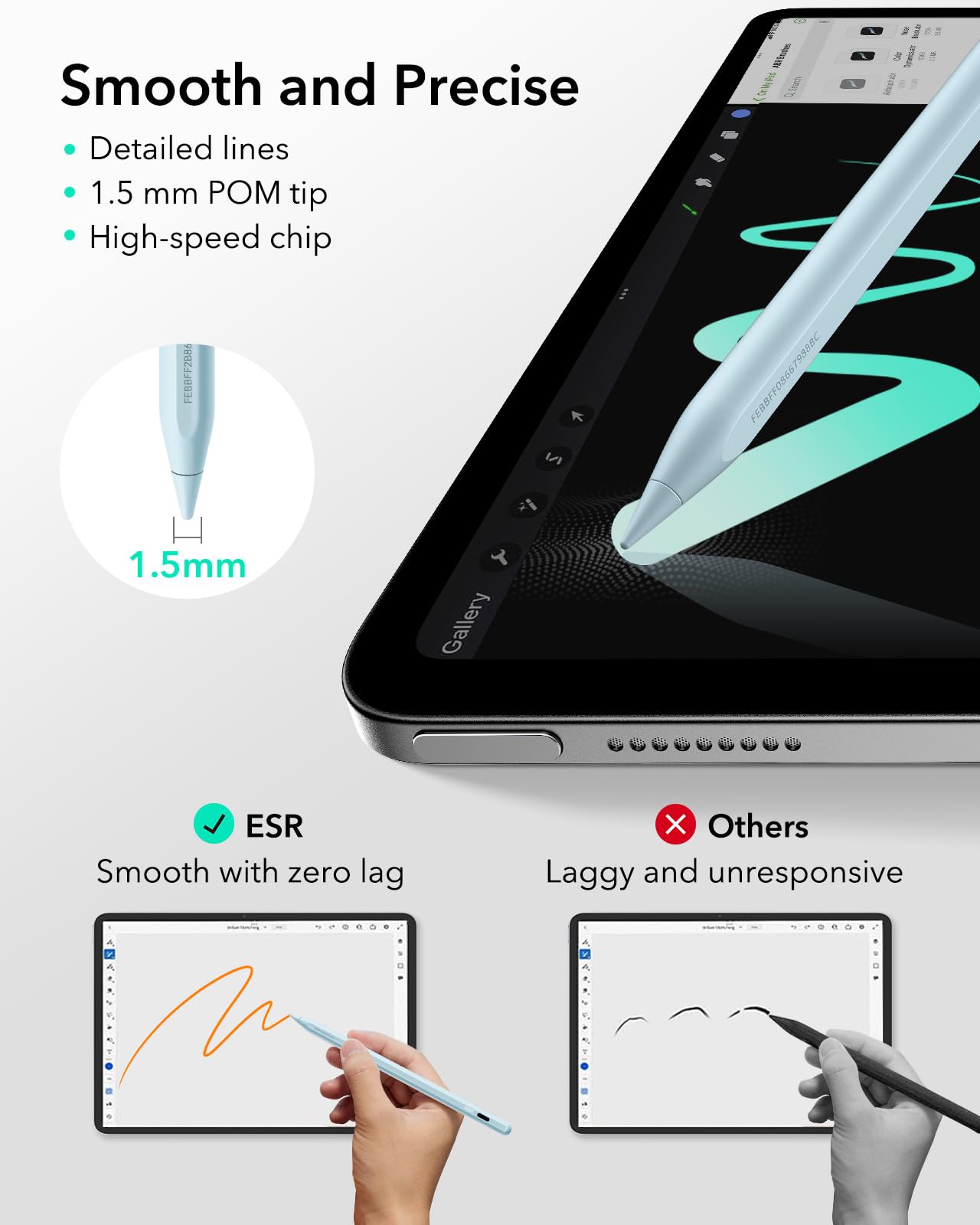 ESR Find My Penna Compatibile con Apple iPad 2018-2026, Geo Digital Pencil | Penna con Scorciatoie Facili per iPad A16/10/9/8 e Air 13/11 e Pro 12.9/13/11 e Mini 7/6/5, Blu (Senza Ricarica Wireless)