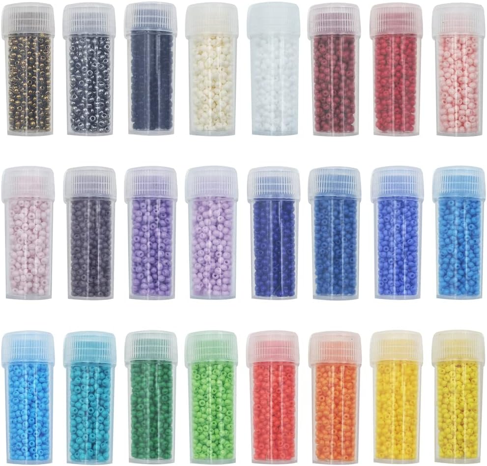 INSPIRELLE Size Almost Uniform 120 Gram 12/0 (2mm) Glass Round Seed Beads for Craft Jewelry Making, 24 SS 22x Opaque + 2X Metallic