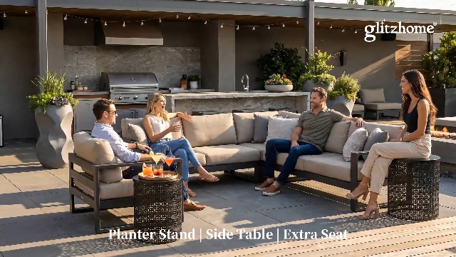 Amazon.com: Glitzhome Outdoor Side Table Set of 2, Decorative