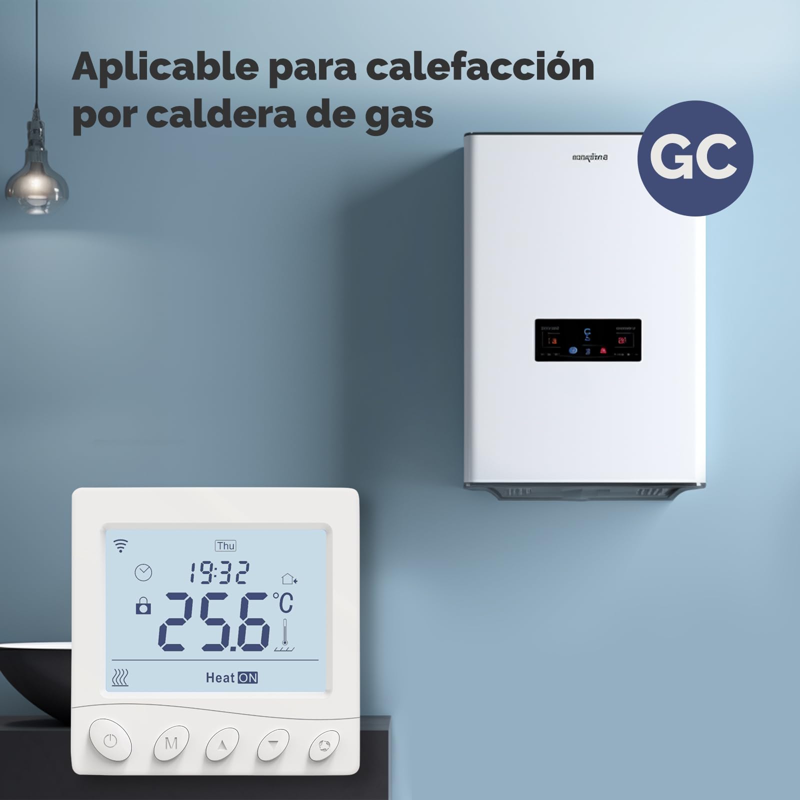 MOES Termostato WiFi Controlador de Temperatura Ambiente programable para C | aldera de Gas Temperatura Humedad Tuya/Smart Life App Control inalámbrico Alexa/Google Home