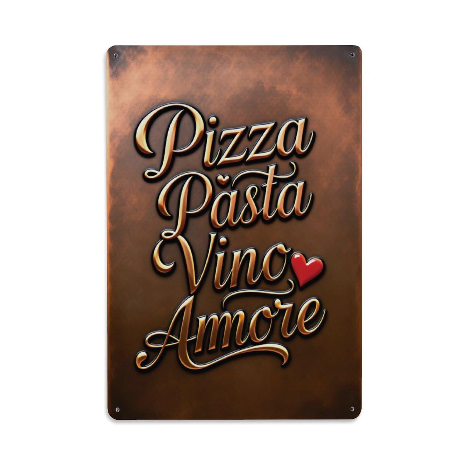 Pizza Pasta Vino Amore Italian Kitchen Wall Art Vintage Aluminium Metal Sign, Retro Wall Decor for Home, Bar, Garage & Farmhouse 30x20cm