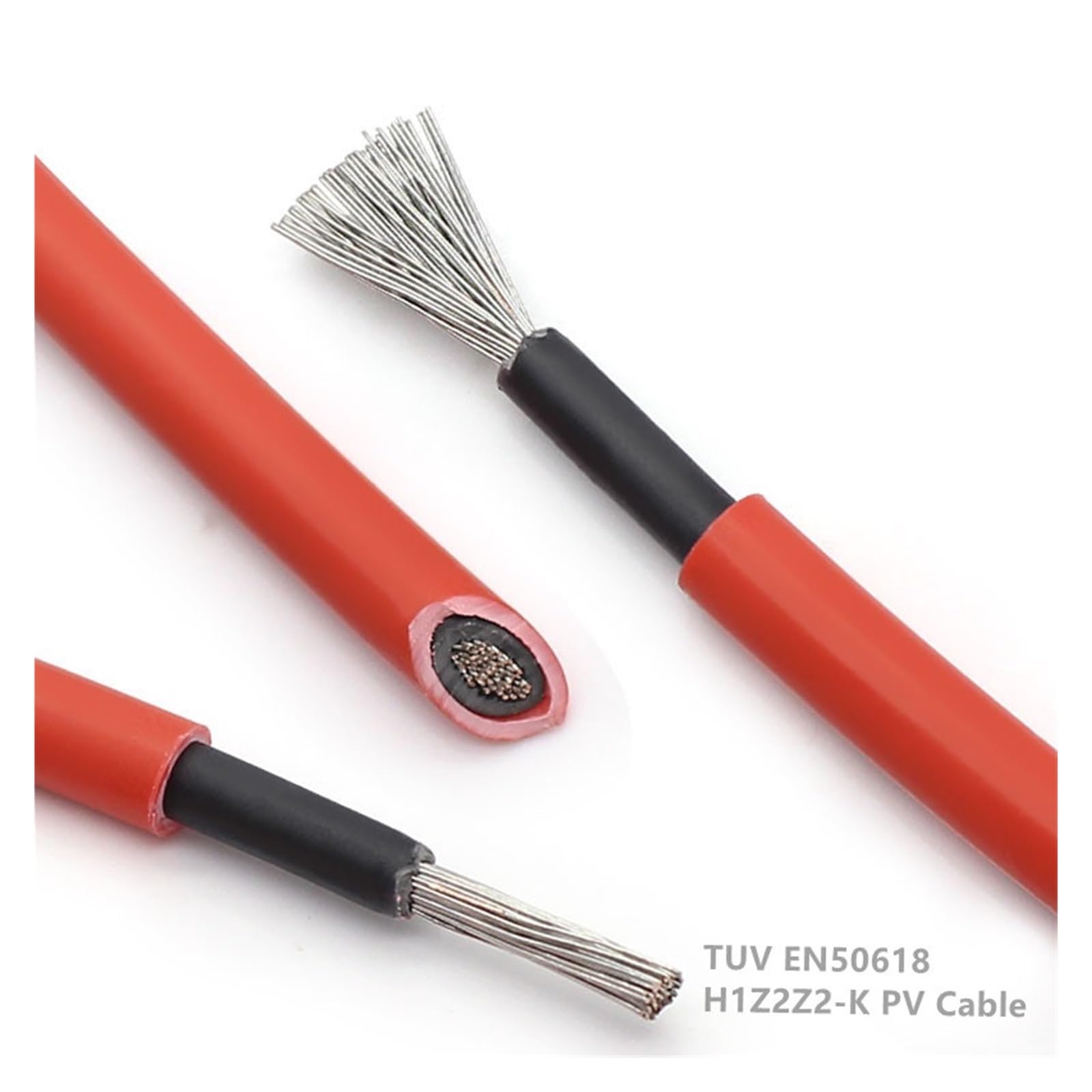 Kabel fotowoltaiczny 2,5 mm2 4 mm2 6 mm2 przewód zasilający solarny drut TÜV H1Z2Z2-K PV1-F do podłączenia paneli PV1-F czerwony czarny (kolor: czerwony i czarny, rozmiar: 5M_2,5MM2)