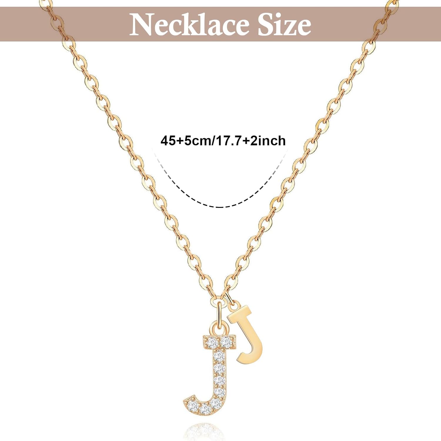 MJartoria 14K Gold Plated Cubic Zirconia Dainty Double Letter Initial Pendant Gold Necklace - Birthday Gifts for Women - Image 5