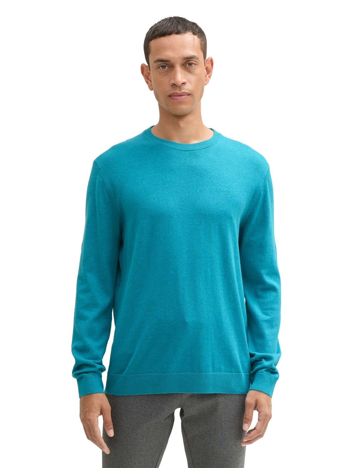 TOM TAILOR Men's 1039805 Jumper, 37094 - Turquoise Blue Melange, XL