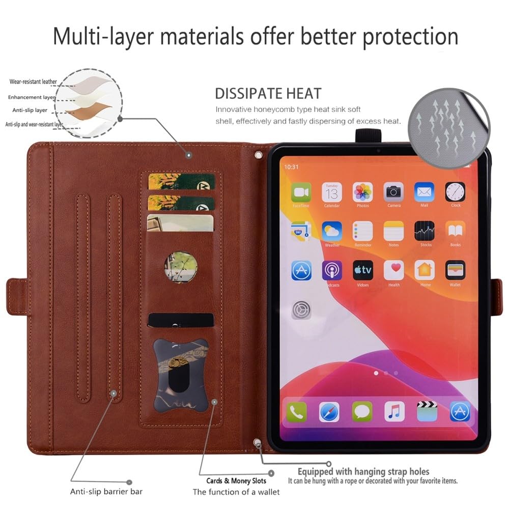 Generic Funda compatible con iPad de 9ª generación 10.2 2021 (color: azul oscuro) con tapa abatible de cuero de primera calidad con función atril