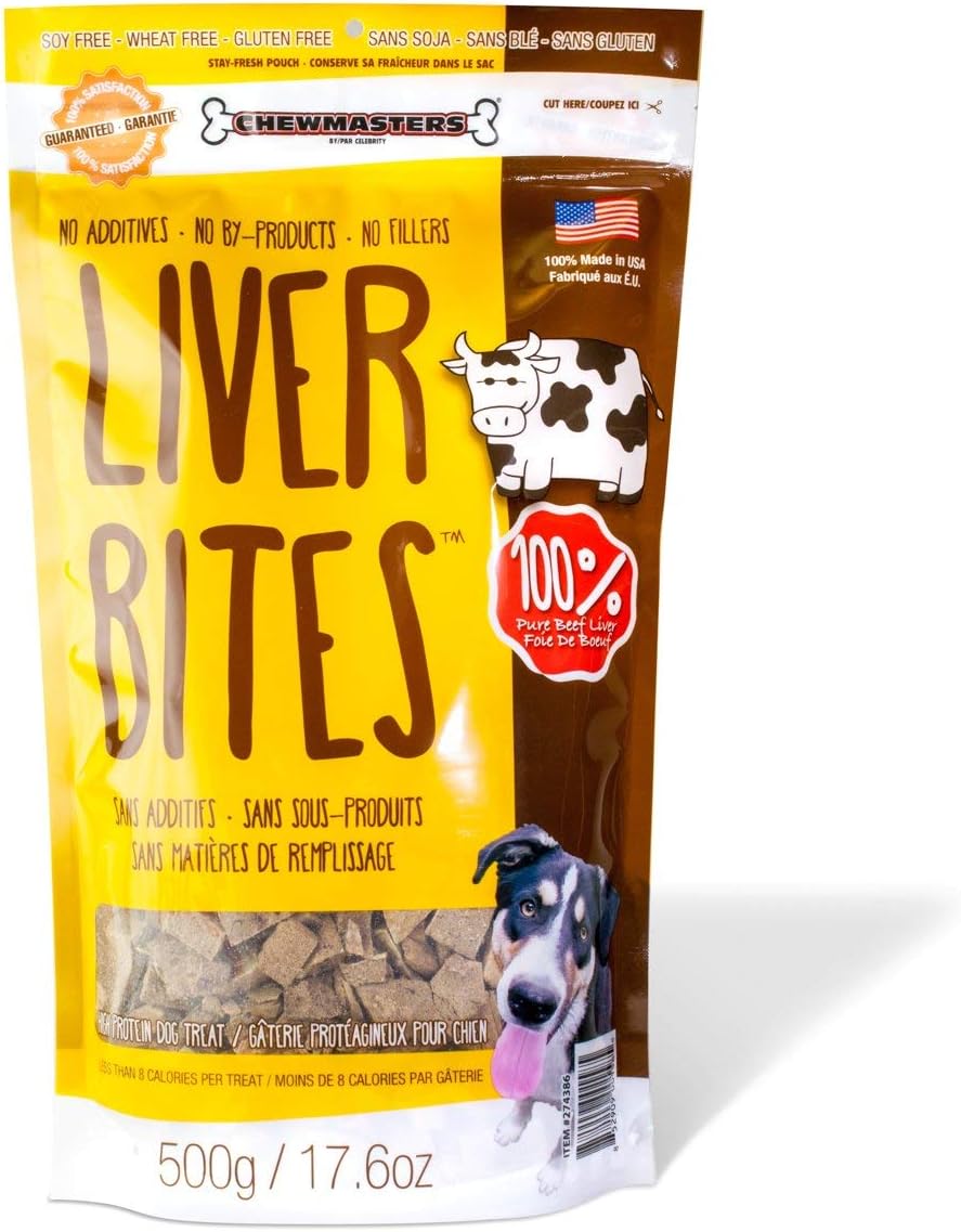 Chewmasters Beef Liver Bites Freeze Dried Dog Treats Bag, 17.6 oz