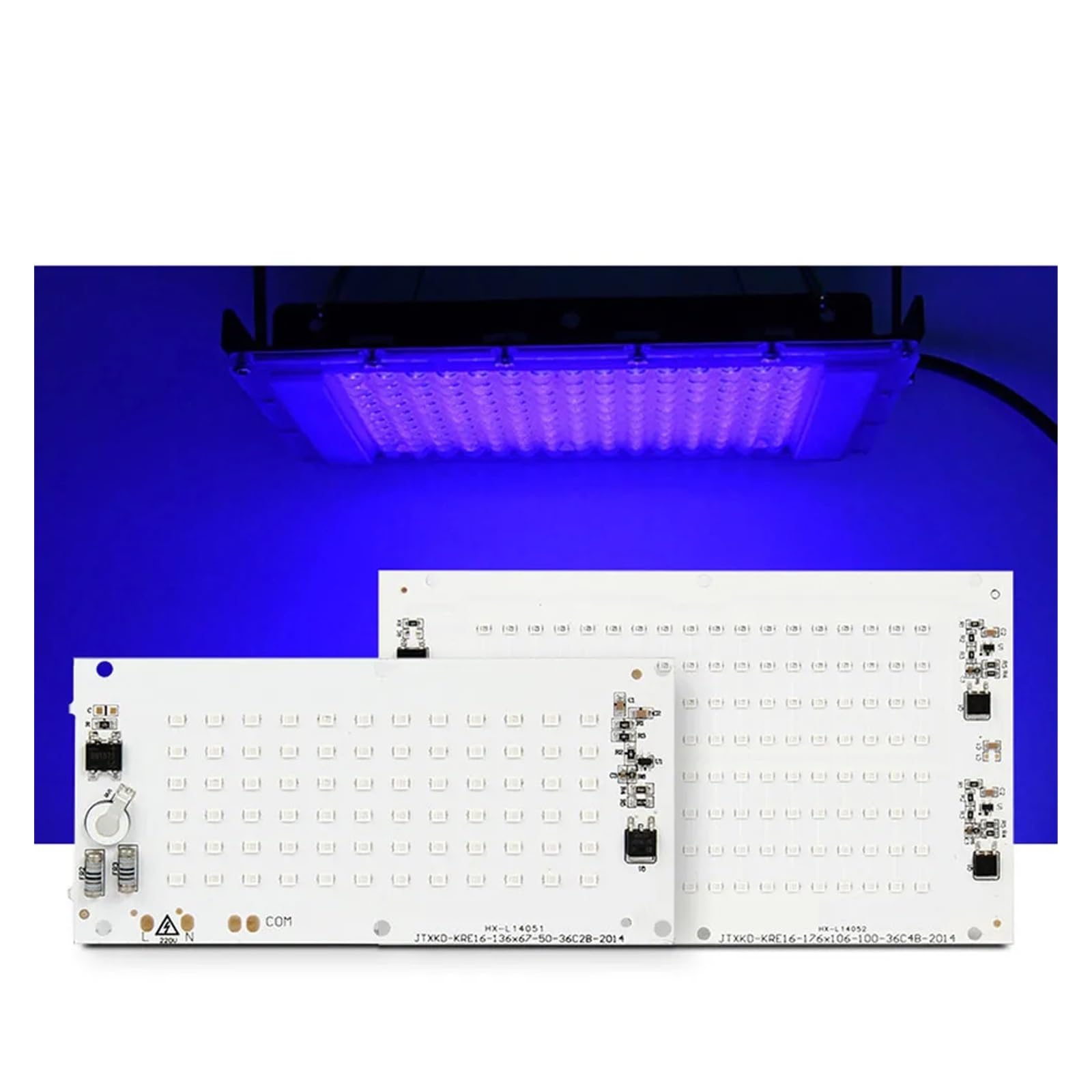 Lampada UV per Resina Lampade for polimerizzazione GEL UV 395nm for la riparazione di circuiti stampati Colla senza ombre Adesivo in resina epossidica Stampa 3D Scheda sorgente luce(405NM,100W)