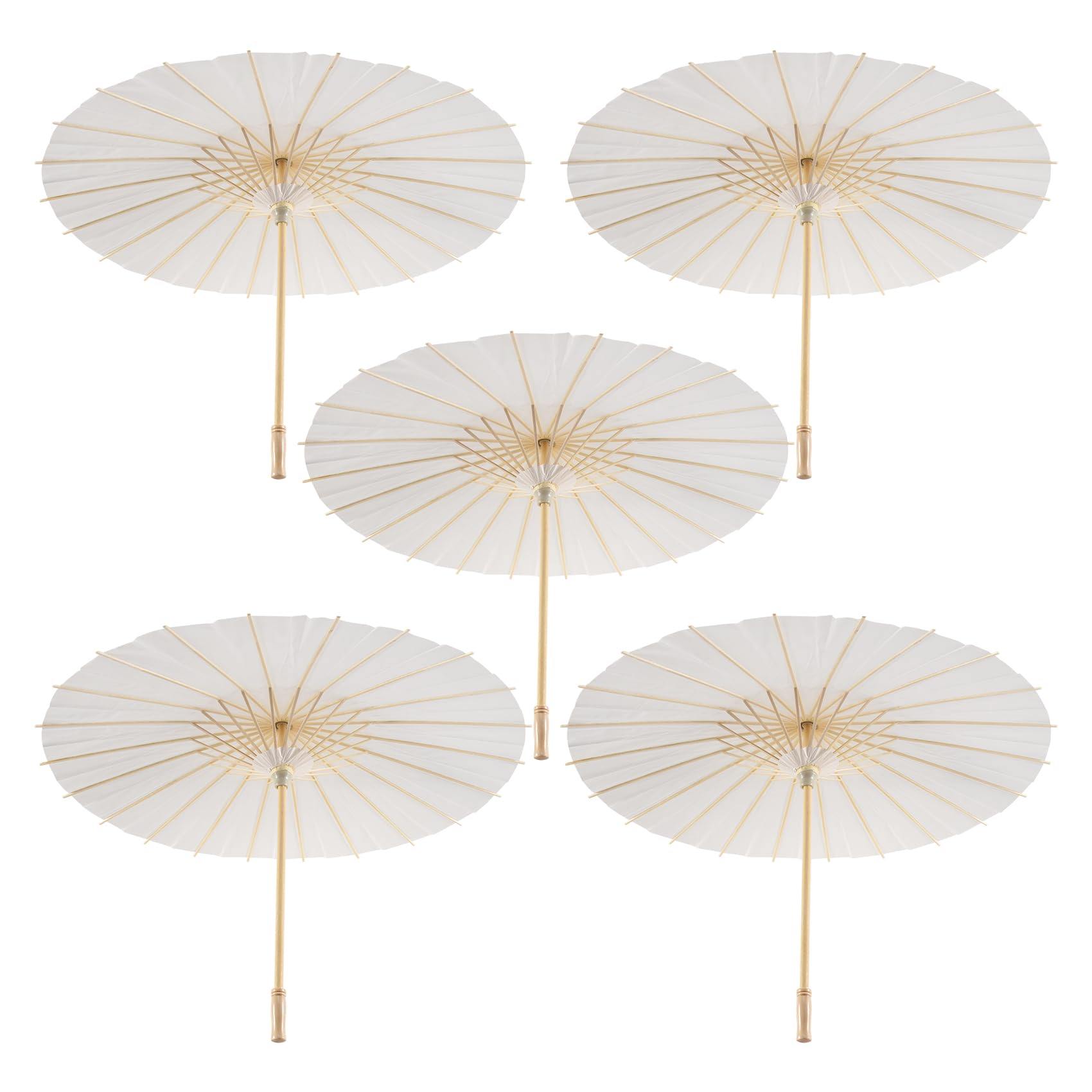 Bosiyrggrl 5PCS Paper Parasol 60Cm Beach Umbrella White DIY Umbrella Photography Props for Baby Shower Wedding