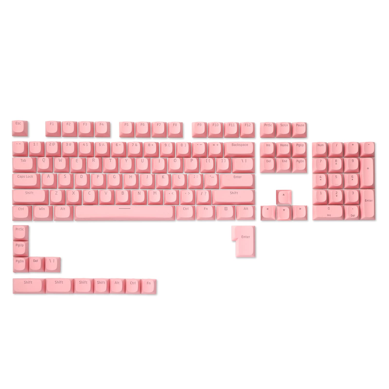 LTCLavaCaps 117-Key PBT Double Shot Keycaps, Translucent OEM Profile for ISO & ANSI Layout 61/68/84/87/98/104 Keys Mechanical Keyboard, with Keycap Puller - (Only Keycaps), Pink
