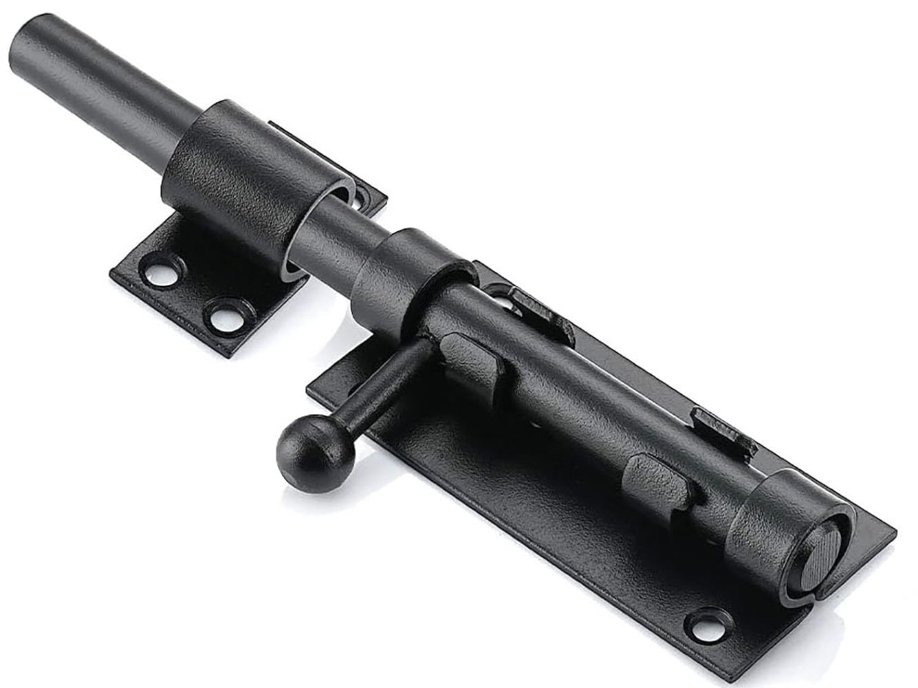 Litensh Heavy Duty Sliding Gate Latch Bolt Door Lock with Padlock Hole, 304 Stainless Steel Safety Barrel Gate Bolt Latch, 12mm Dia. Black (196MM Black)