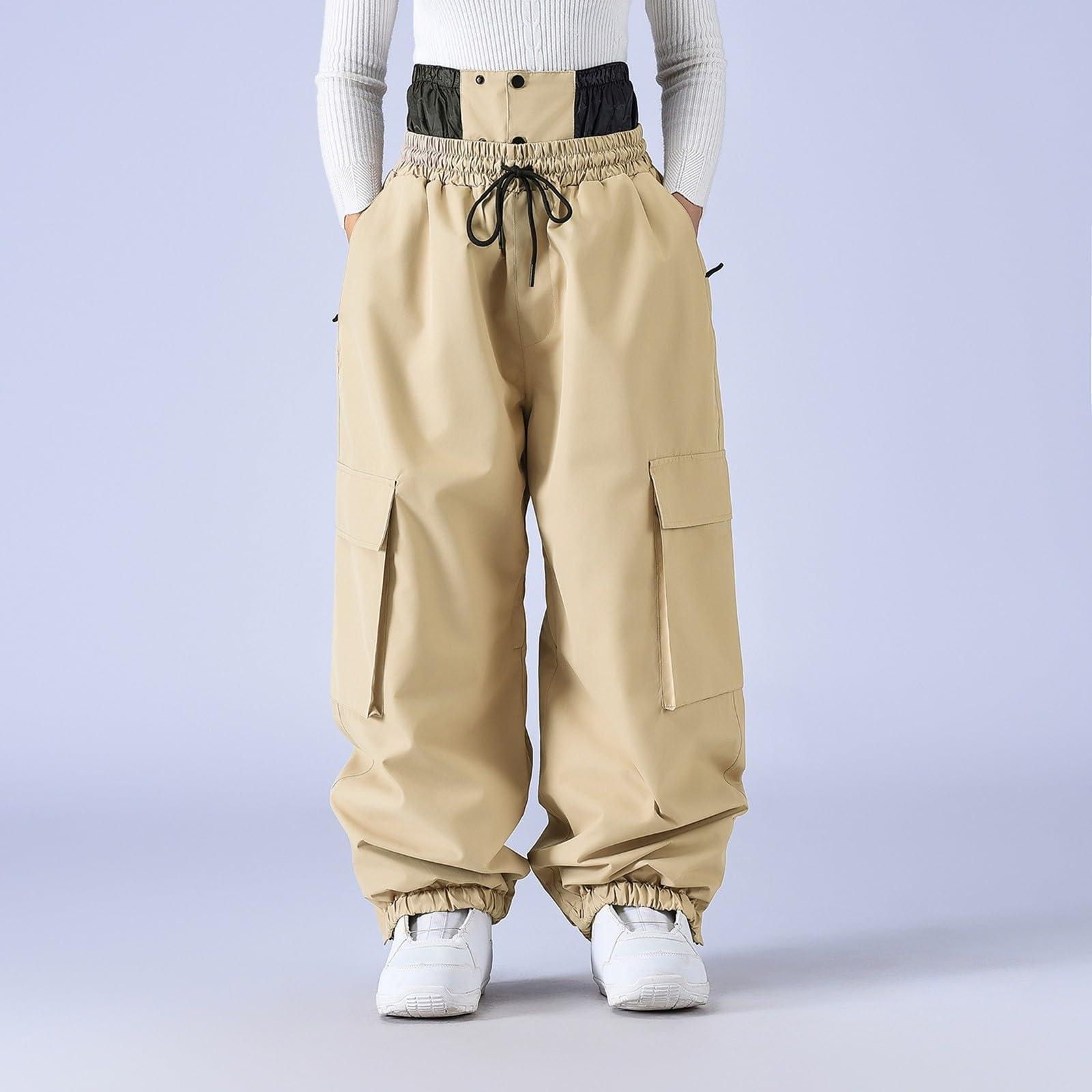 Générique Pantaloni da uomo per snowboard comodi e resistenti all'acqua pantaloni da neve larghi e caldi da donna in vita elasticizzata per l'inverno pantaloni sportivi all'aperto funzionali