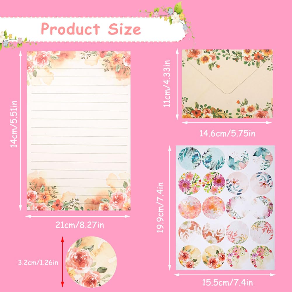 Zestaw 160 sztuk papieru listowego z kopertą, 50 A5 w linie i 50 kopert, zestaw papieru listowego z 60 naklejkami, koperty, zestaw papieru listowego, na zaproszenia, kartki z życzeniami (10 kolorów)