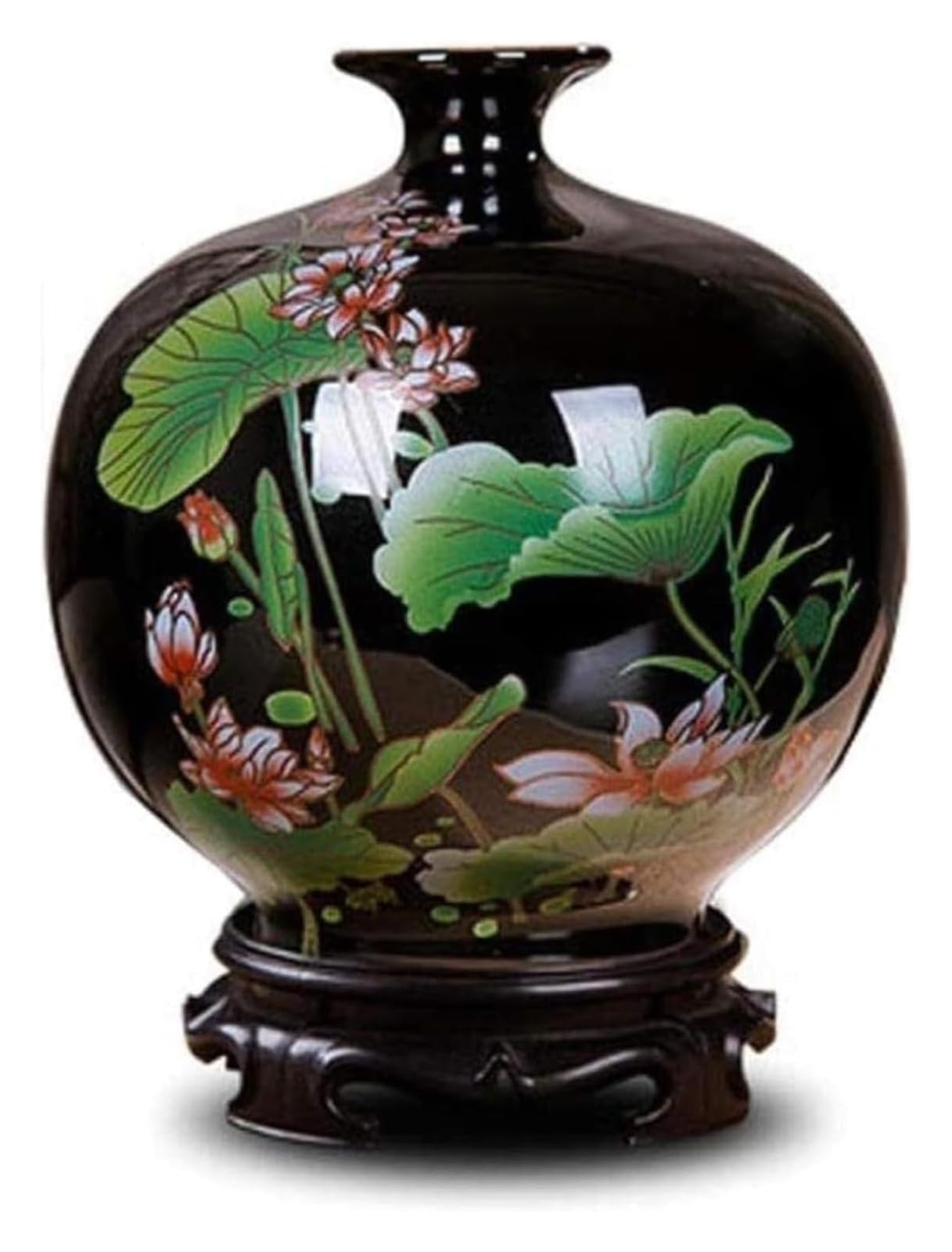 Bzgpmfud One Color Vase Desktop Decoration Ceramic Handmade Crafts With Base Lotus Pattern Can Be Placed In The Club Hotel Accessories Vase