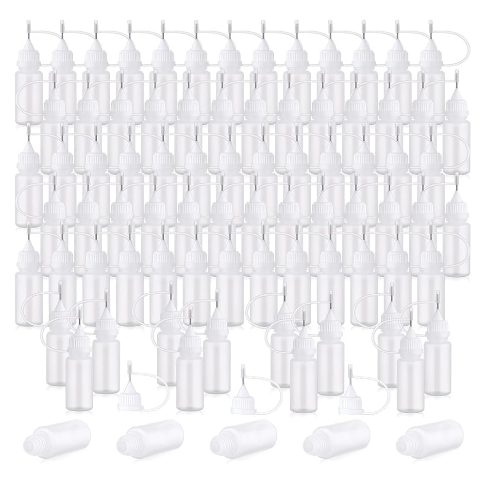Ptdfjspt 100Pcs 10ML Narrow Tip Applicator Bottle Needle Tip Glue Bottle Applicator for Alcohol Ink DIY Quilling Acrylic Painting
