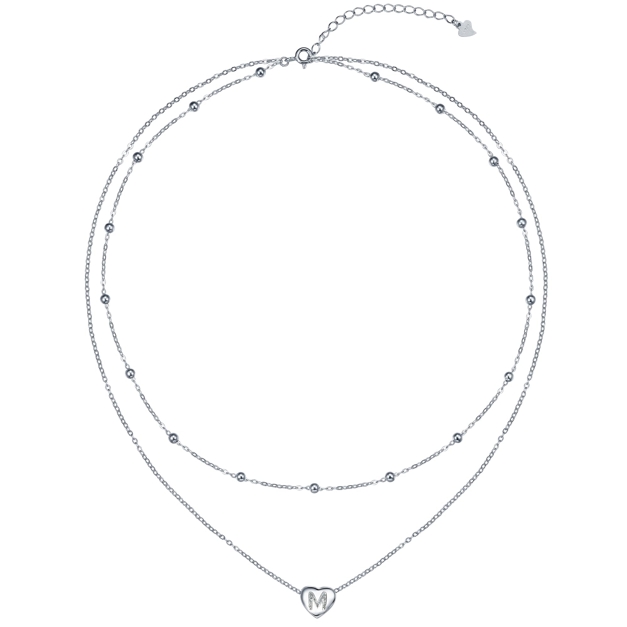 REIOT Collar inicial Mujer 925 Plata collar alfabeto con Cadena en Capas, Regalo Navidad,Ideas de Regalos de Feliz Cumpleaños Para Mujeres
