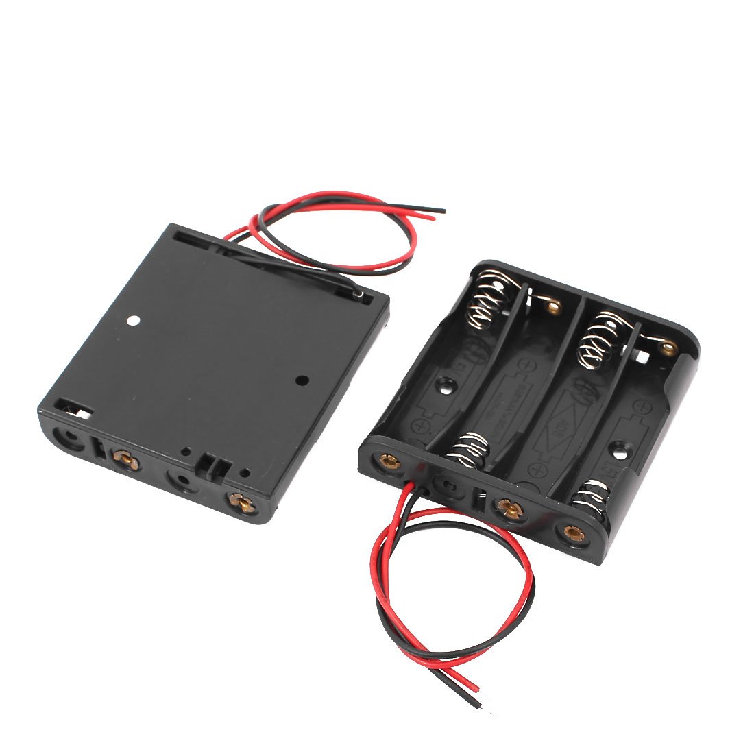 Aexit 2 Pcs 4 x 1.5V AAA Battery Holder Storage Case Wire Lead 50x53x12mm Black (ed948c77ce14ec248841911b65585c5f)