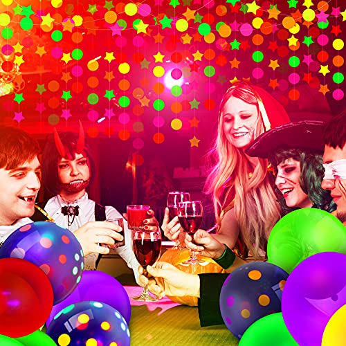 100 Pieces Glow In The Dark Balloons Uv Neon Balloon Glow Garland Kit And 53 Ft Neon Streamers Paper Glow Garland Decorations For Birthday, Wedding, Black Light Party Supplies #TOP6