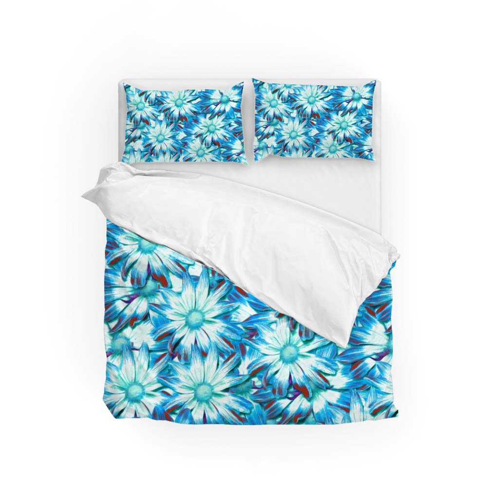 Housse de couette super king size fleurie avec ses taies d'oreiller en polyester doux
