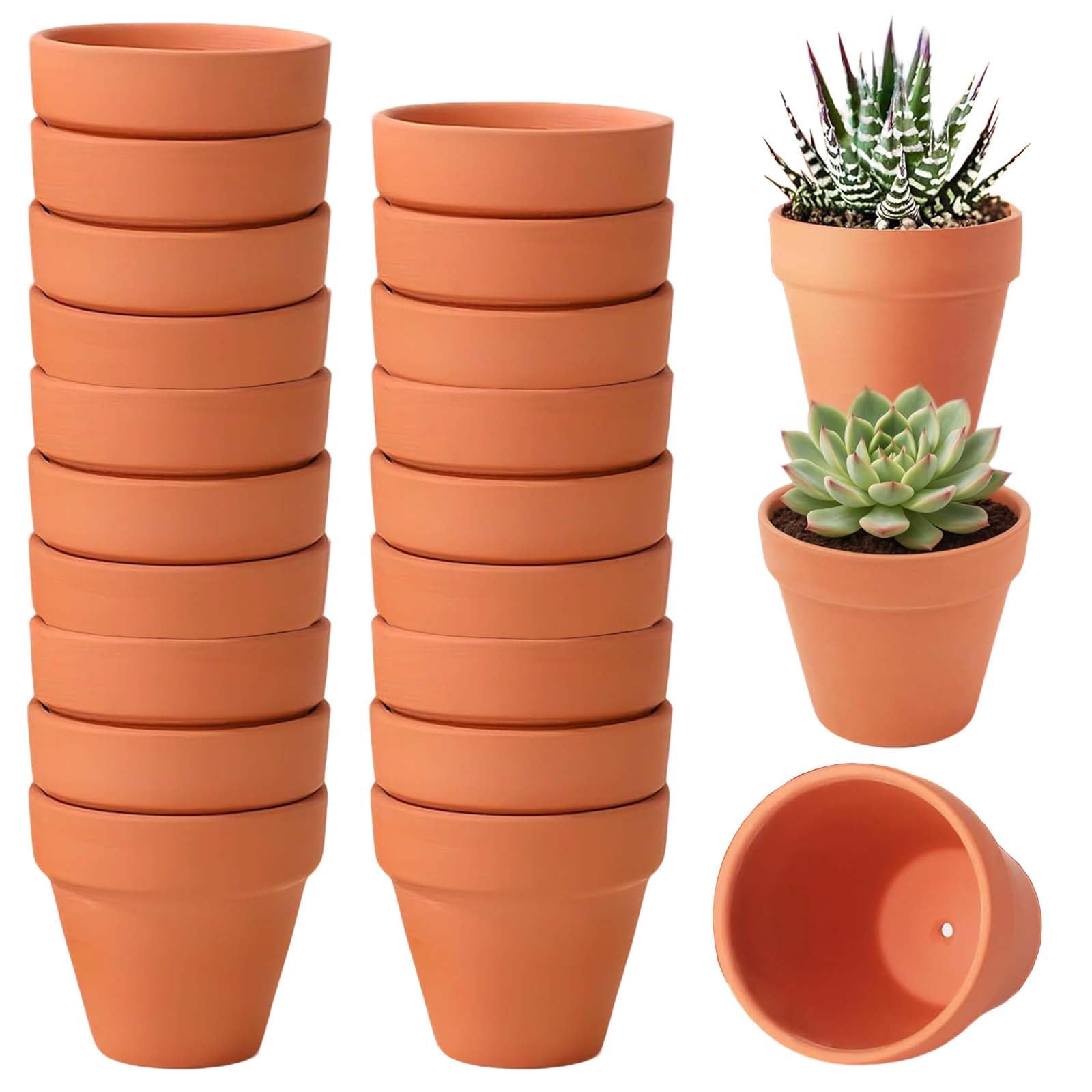 HhBdy 20 Pcs Terracotta Plant Pots, Small Plant Pots 4.5 × 4cm Clay Pot With Drainage Holes Flower Pot Highly Absorbent, Terracotta DIY Suitable for Plants Flowers Succulents Decorations