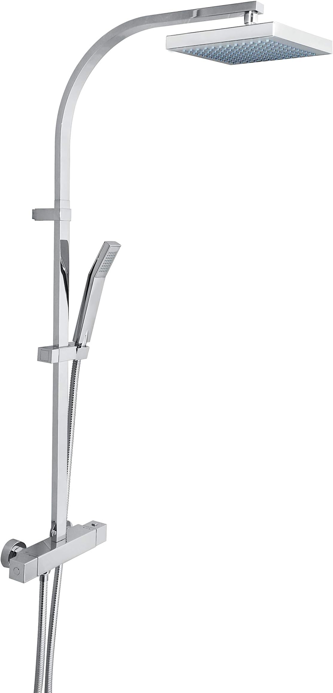 Bristan 212415 Waterfall Exposed Shower with Rigid Riser and Handset Mixer, Chrome
