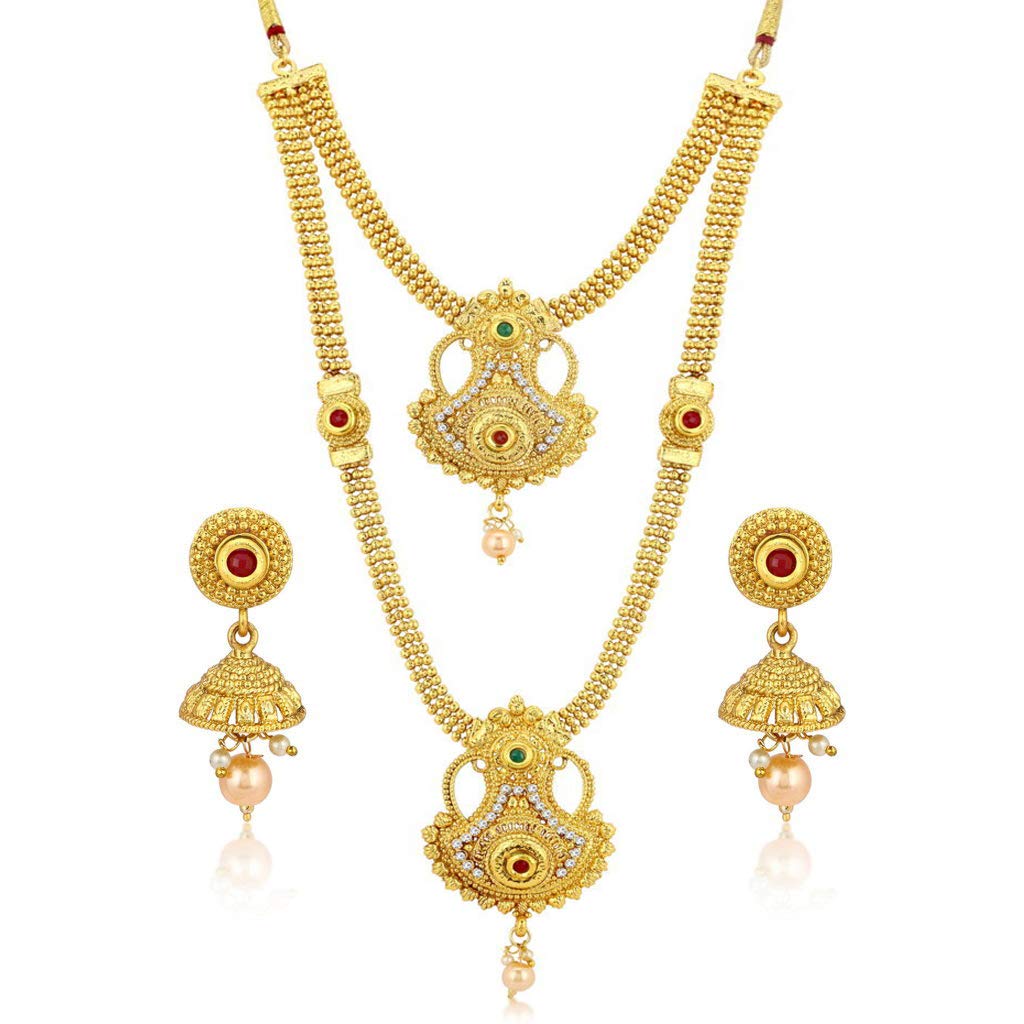 Sukkhi Ethnic Gold Plated Wedding Jewellery Long Haram Necklace Set For Women (N72488GLDPH022018) (B07F1P292J) Amazon Price History, Amazon Price Tracker
