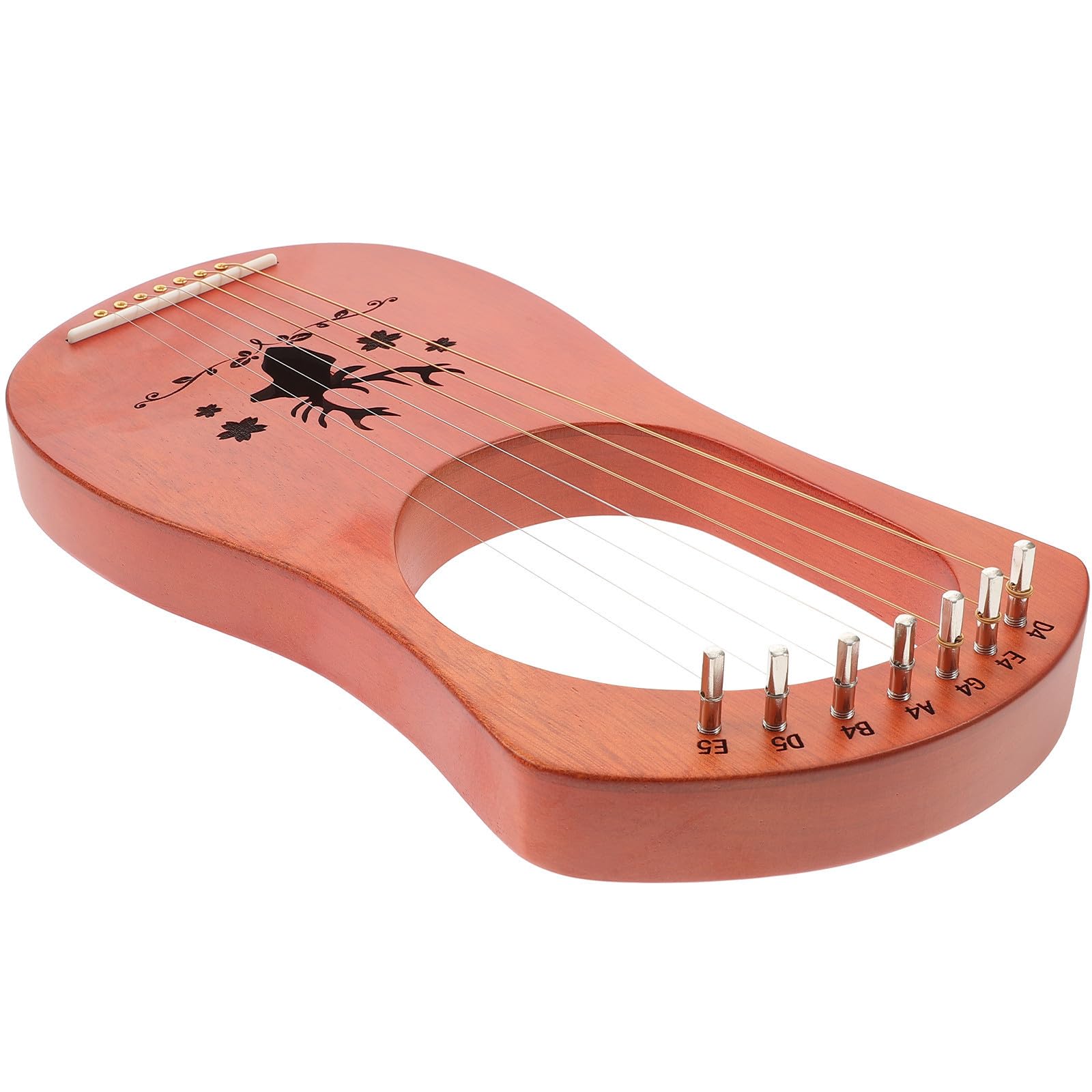 Strumento Musicale Lira per Principianti 7 Corde in Legno e Rame, Design Creativo Bordi Arrotondati, Sicuro e Comodo da Tenere,