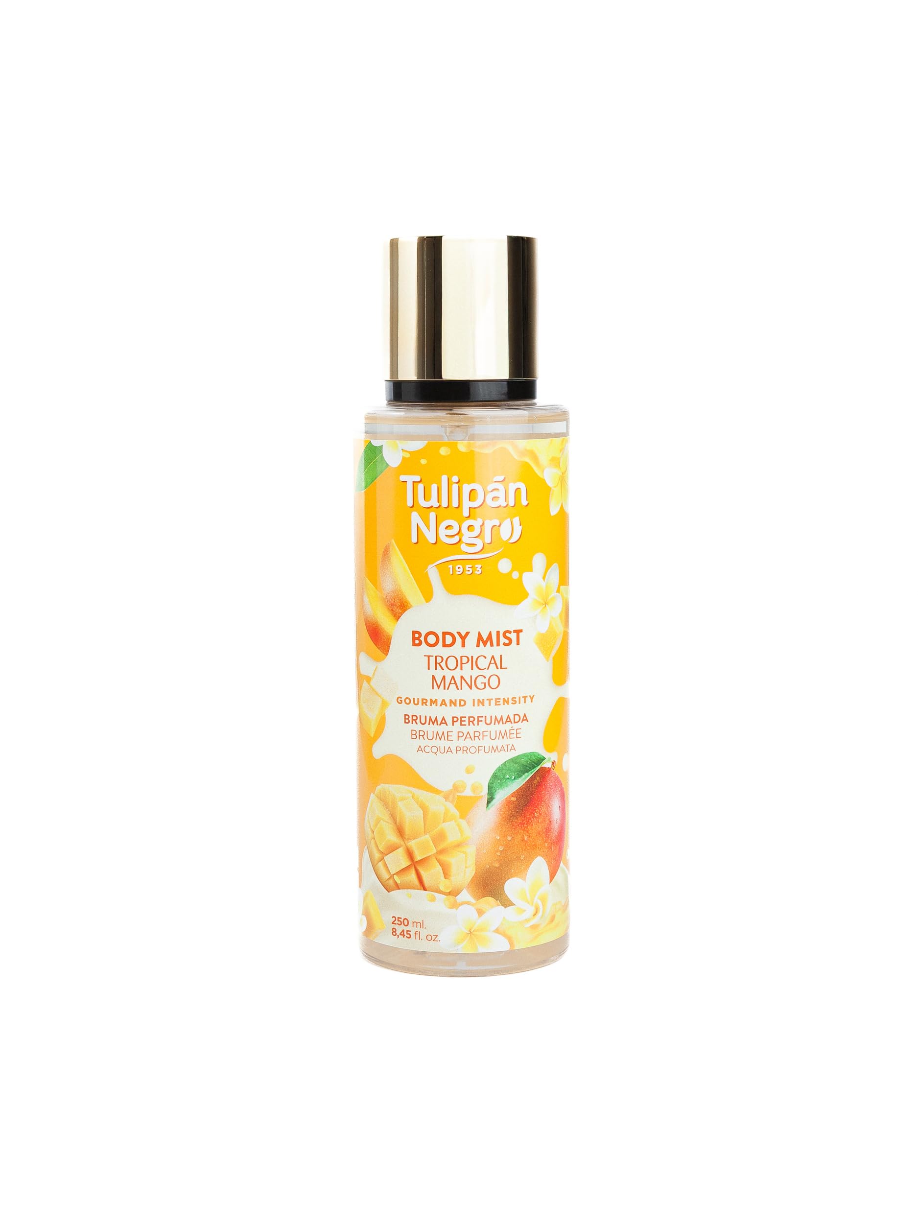 Tulipán Negro - Body Mist Tropical Mango, Bruma Corporal con Fragancia Dulce y Tropical, Aroma Refrescante y Delicioso para Uso Diario, 250 ml